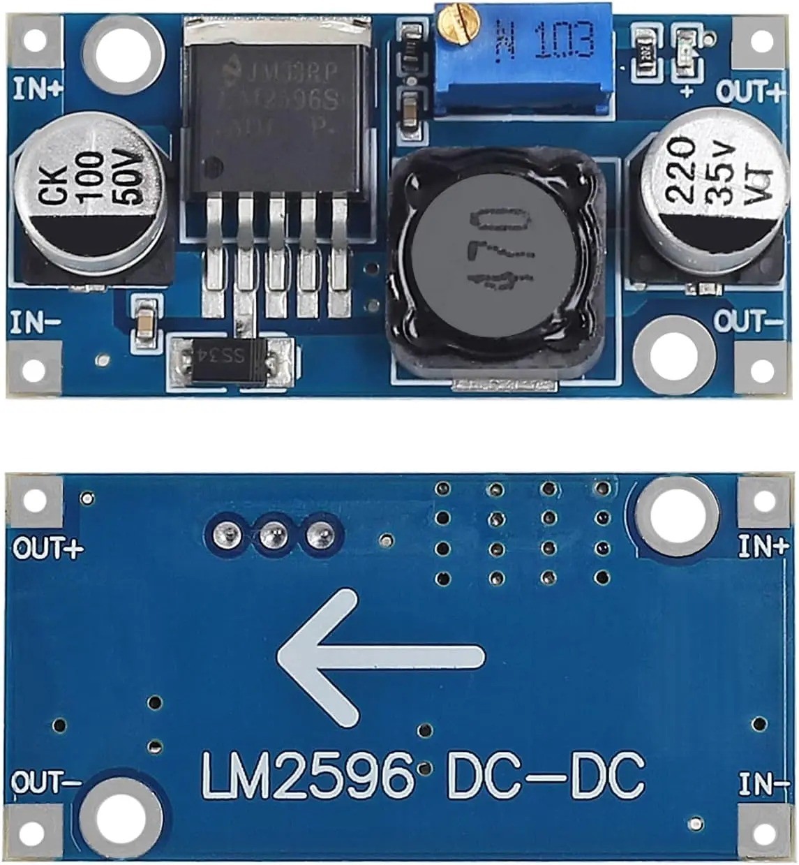 2PCS LM2596 DC-DC Buck Converter – 3.0-40V to 1.5-35V Step Down Power Module
