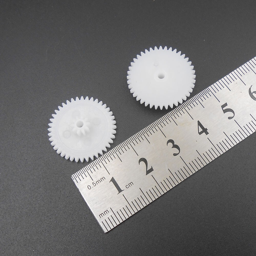 50Pcs X 0.5M Plastic Spindle Double Gear Bilayer 40T +10T Bore 2MM 2.05MM 40102B
