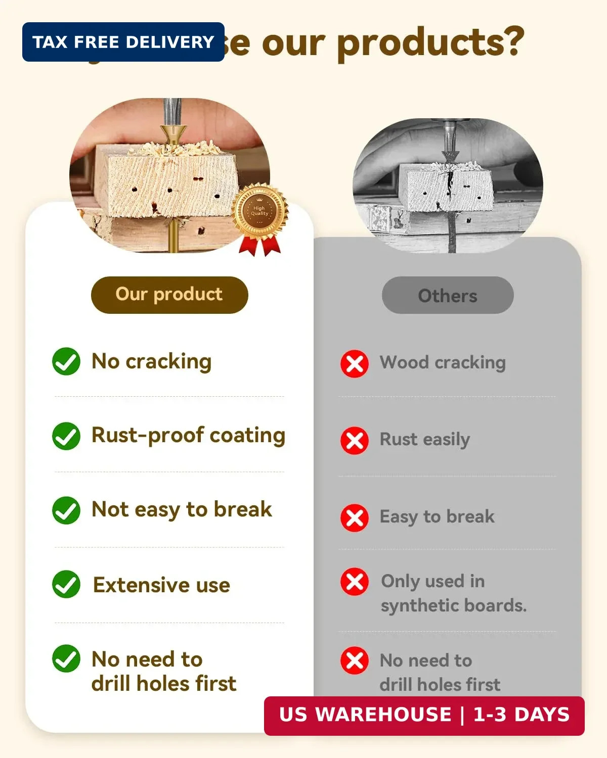 100 pcs #10×5 Deck Screws 5 inch Exterior Wood Screws,tan Color,Rust Resistant e