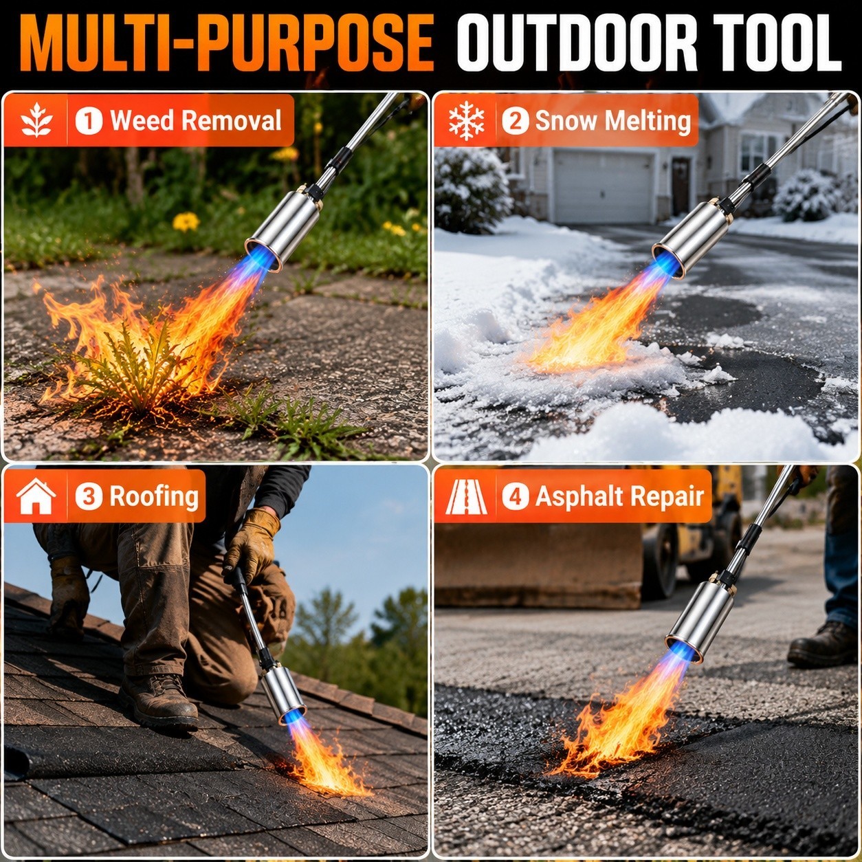 Portable Propane Torch Weed Burner Ice Snow Melter Outdoor Flame Thrower