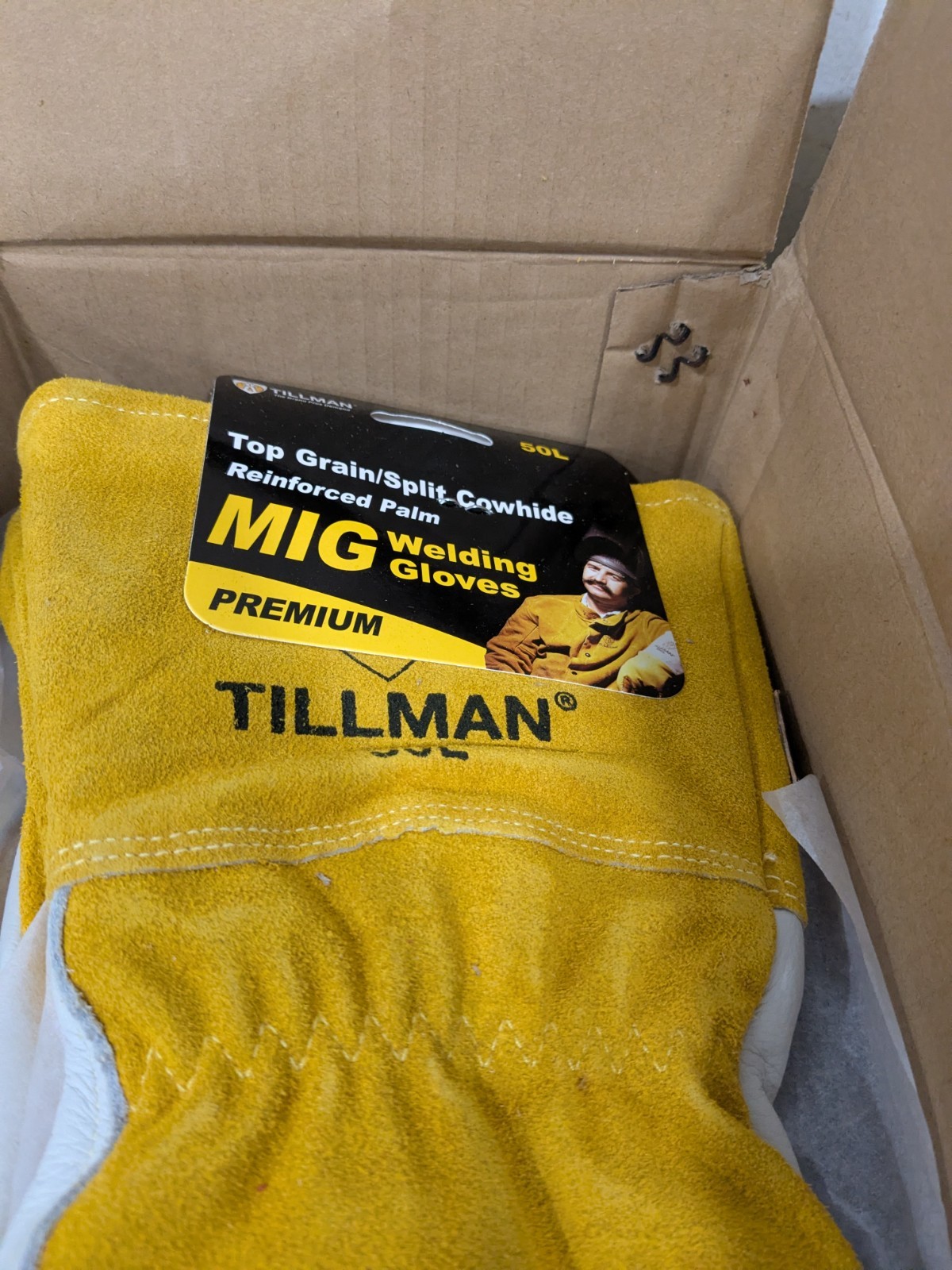TILLMAN Welding/Heat Protective Glove 4″ Cuff, Cowhide, SZ L 6 Pairs 50L