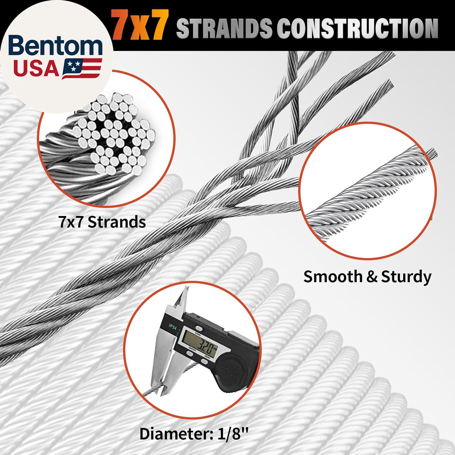 Stainless Steel Cable for Railing – 500FT 1/8″ T316 Wire Rope Cable for Deck Rai