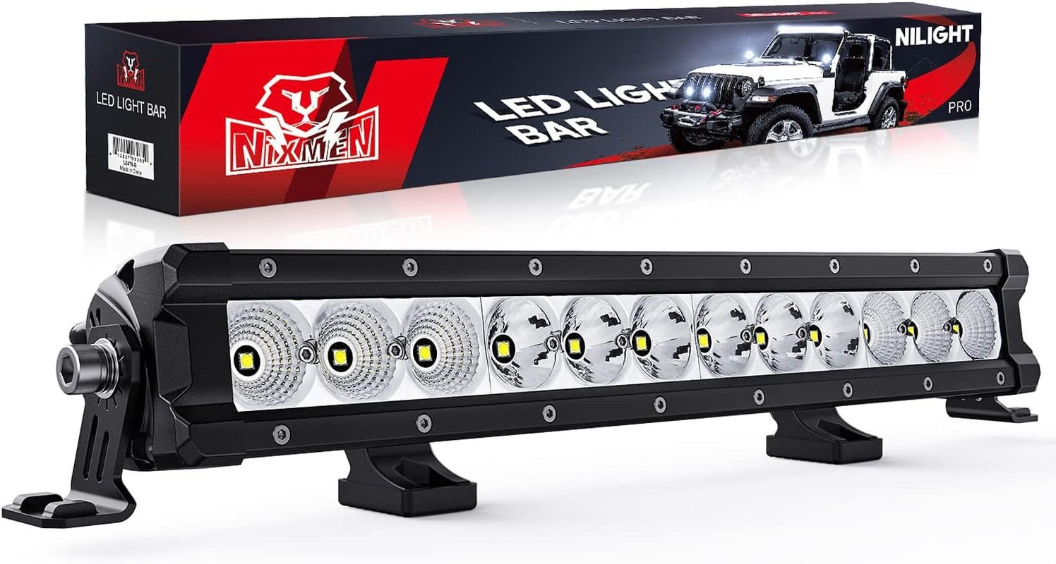16″ 60W Slim Single Row LED Light Bar Combo Driving Lamp 7200LM for Offroad