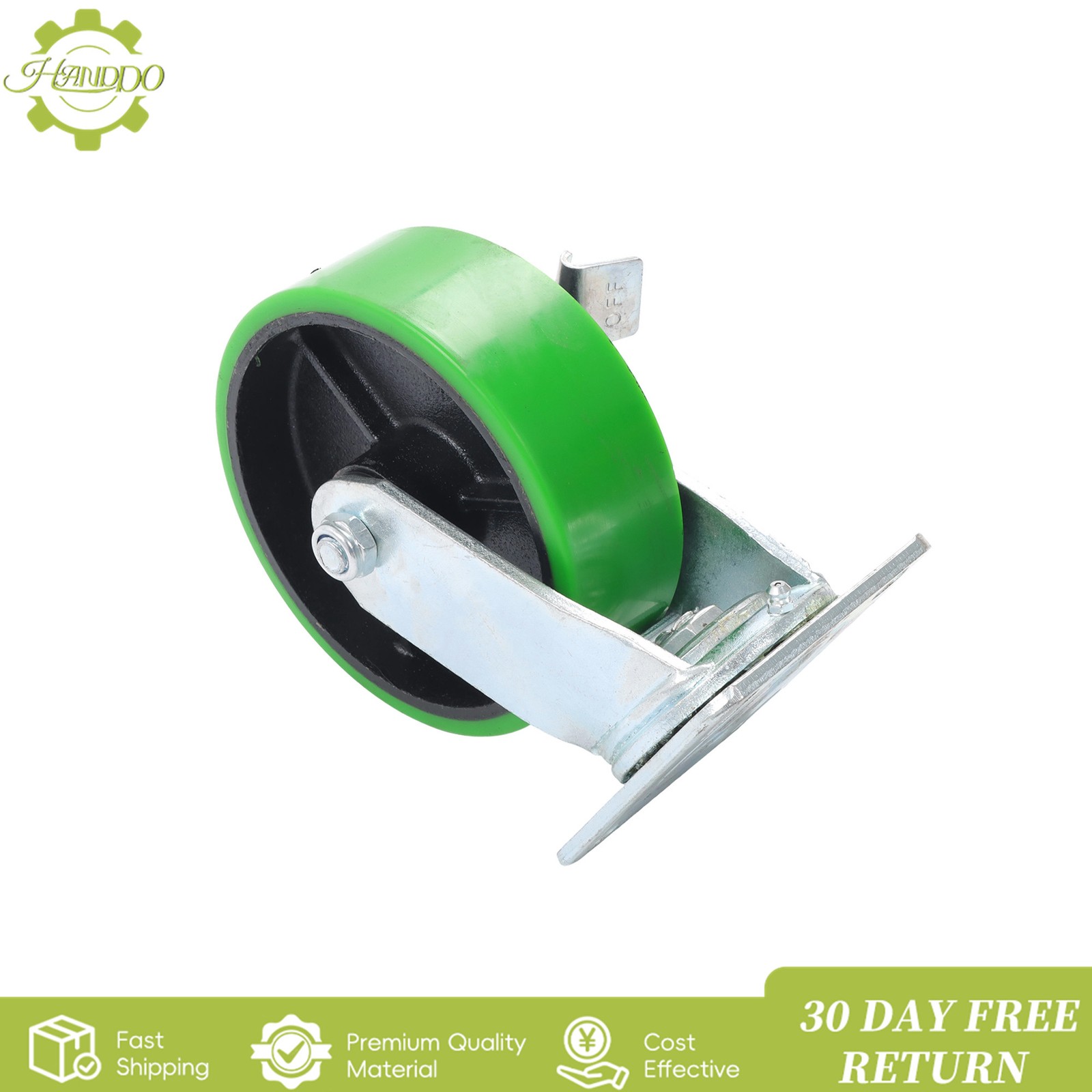 6″ Heavy Duty Industrial Casters,2 Swivel Top Lock Brake + 2 Tilt Green Casters