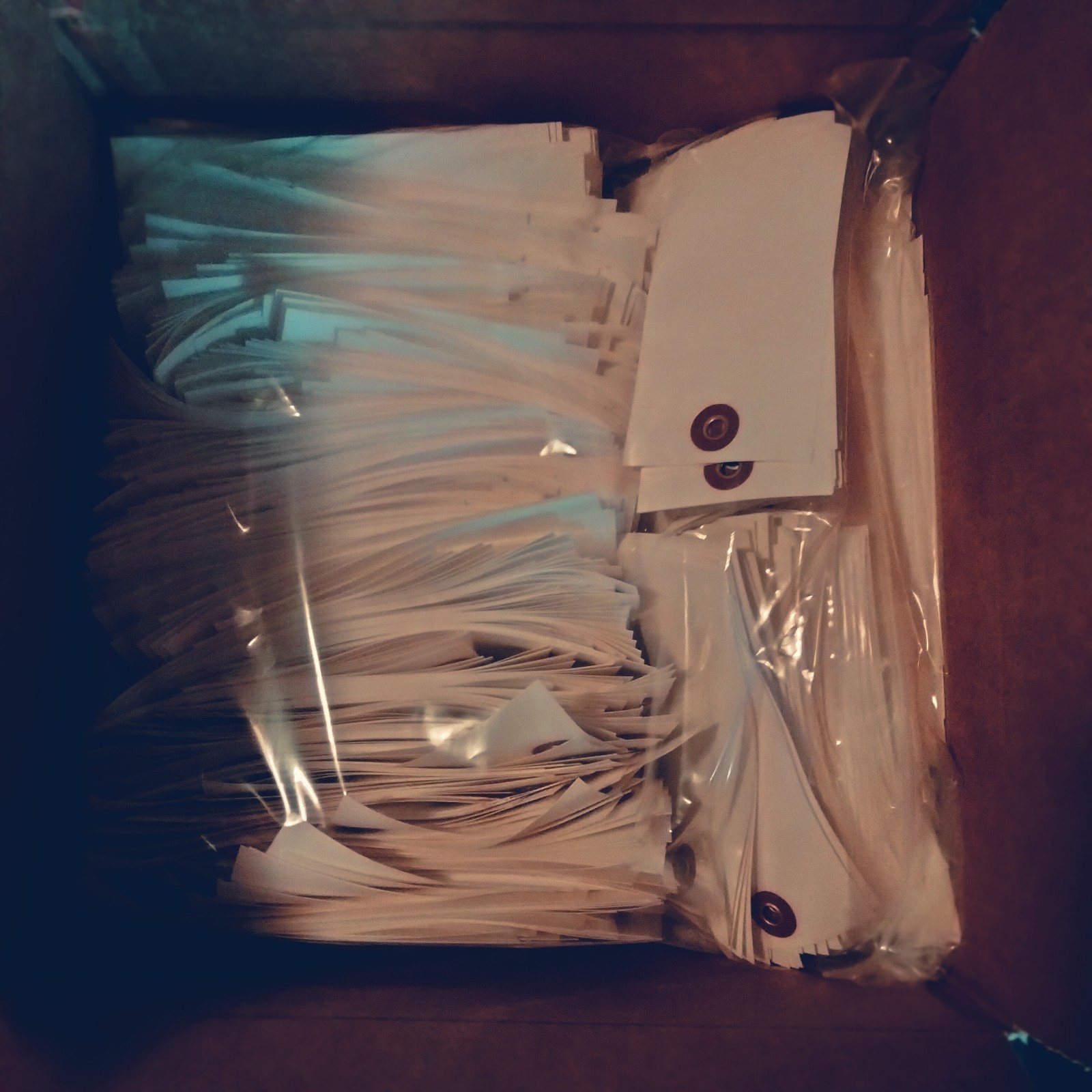 Blank White Shipping Tags w Metal Eyelets ( No Wire) 4.75×2.375″ PK of 1000