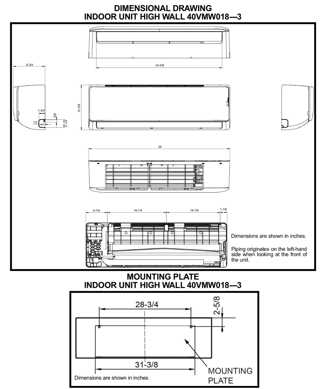 Carrier 40VMW Ductless High Wall Indoor VRF Unit 18,000 Btu