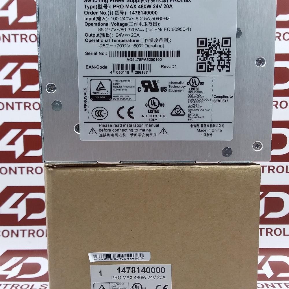 1478140000 | Weidmuller | PRO MAX 480W 24V 20A, Switching Power Supply, Opened