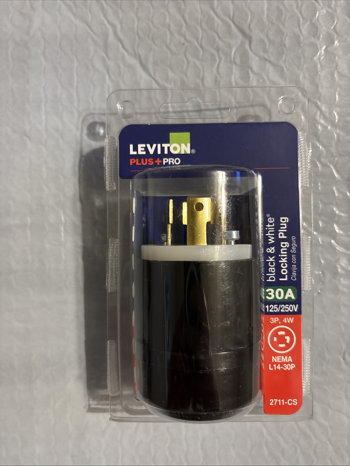 Leviton 30 Amp 125/250 Volt Nema L14-30P 3P, 4W Locking Plug