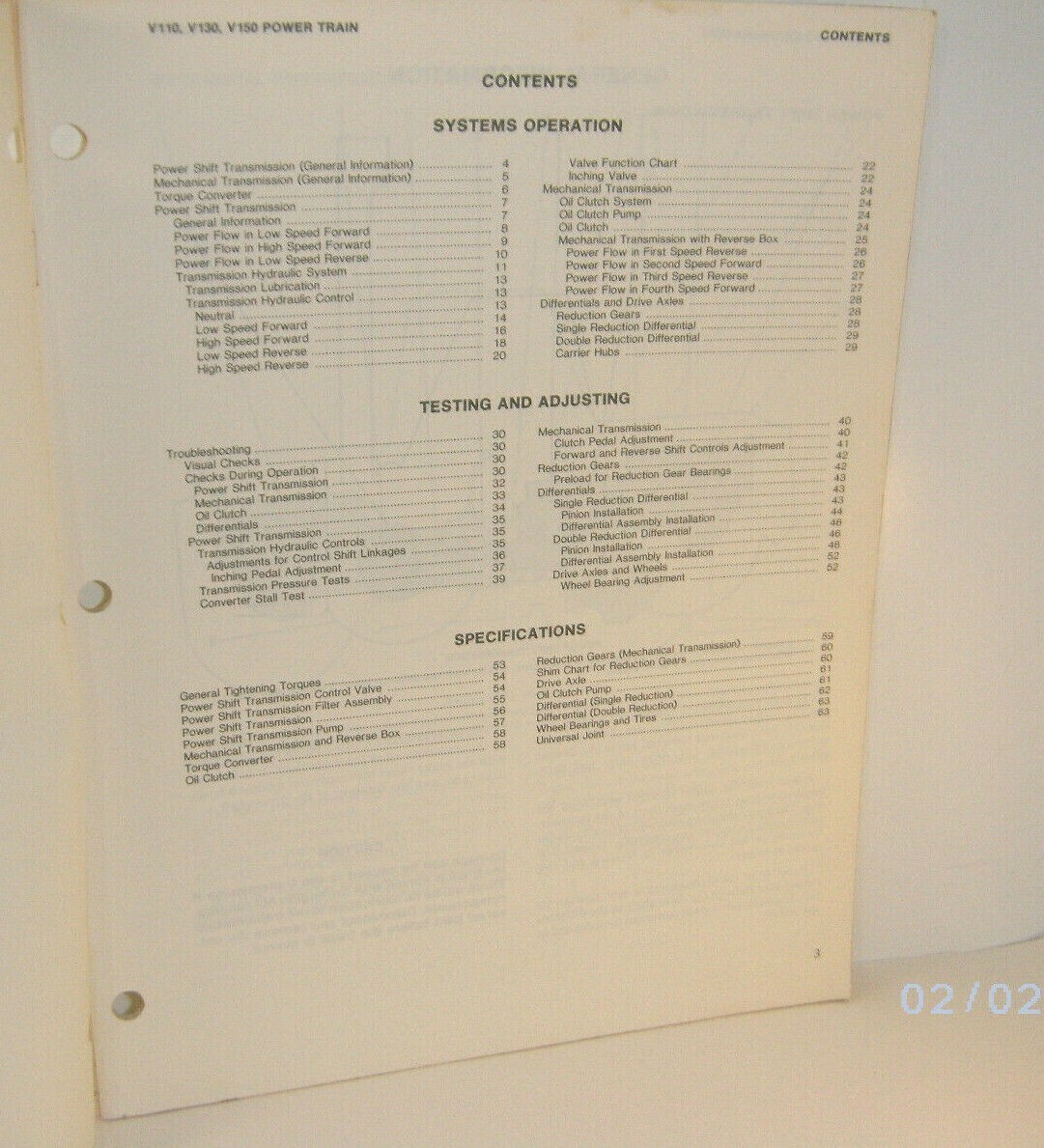 Cat V110 V130 V150 Power Train Test & Adjust Specs Manual (SENB8195) {P8463}