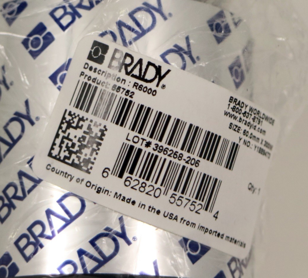 Brady 55752 R6000 Halogen Free Printer Ribbon 2.36 in W x 984 ft L