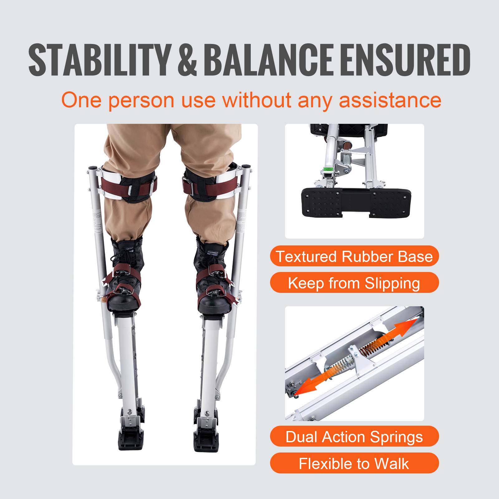 VEVOR Drywall Stilts Aluminum Tool Stilts 18”-30” Adjustable Painting Taping