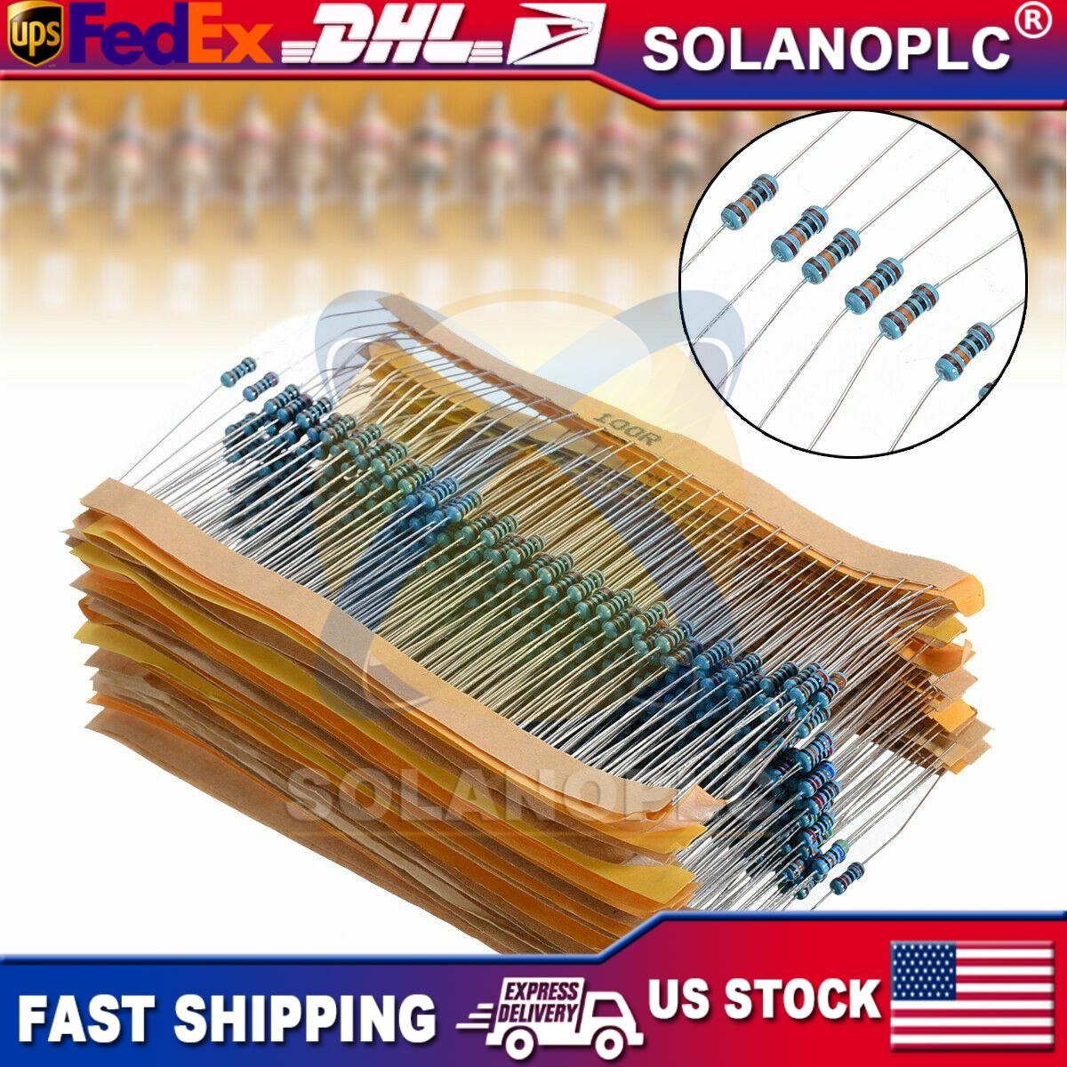 600pcs 30 Values 1/4W Metal Film Resistors Resistance Assortment Kit Set 1% USA
