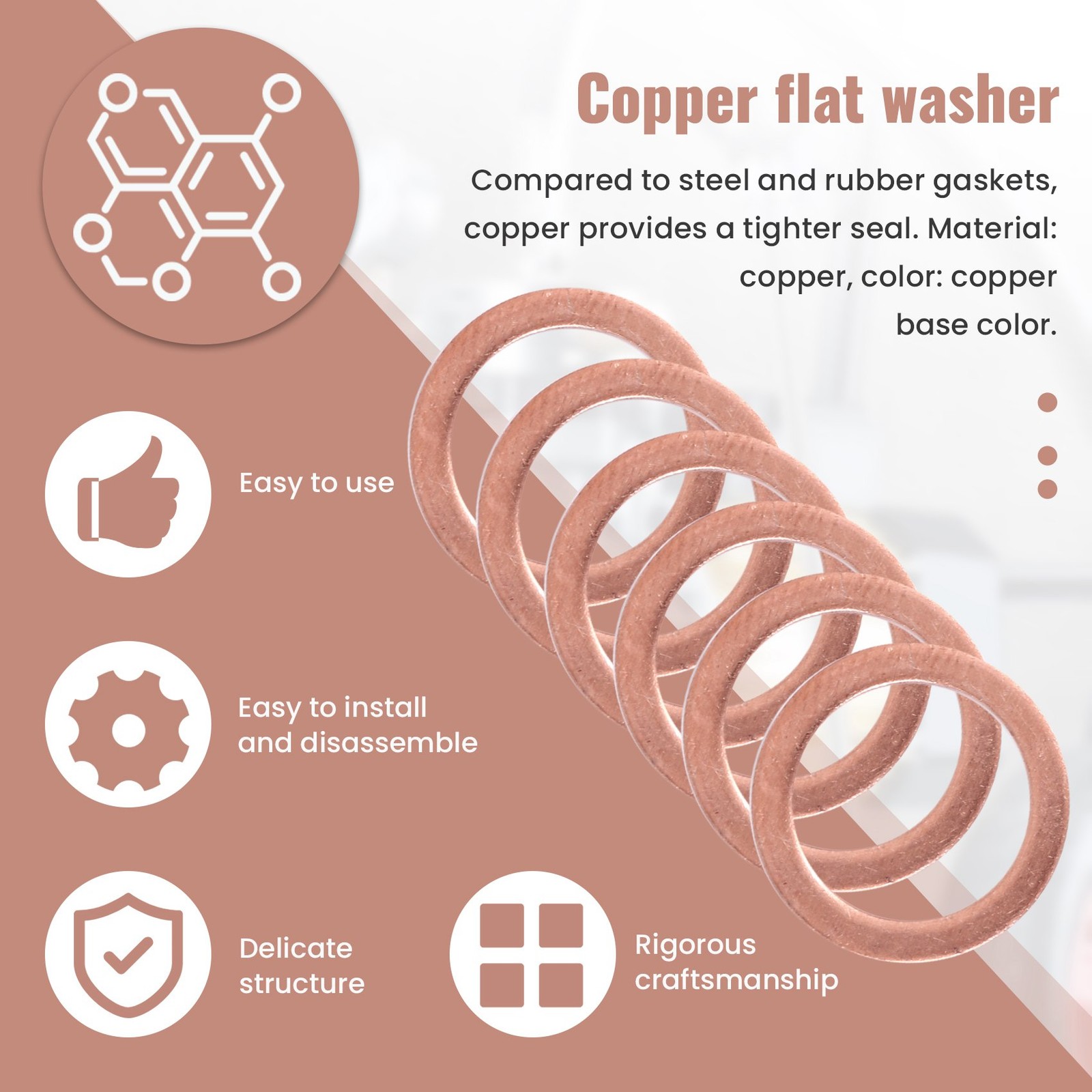 2X(20pcs 10mm x 14mm x 1mm Copper Washer Seal Spacer Seal9465