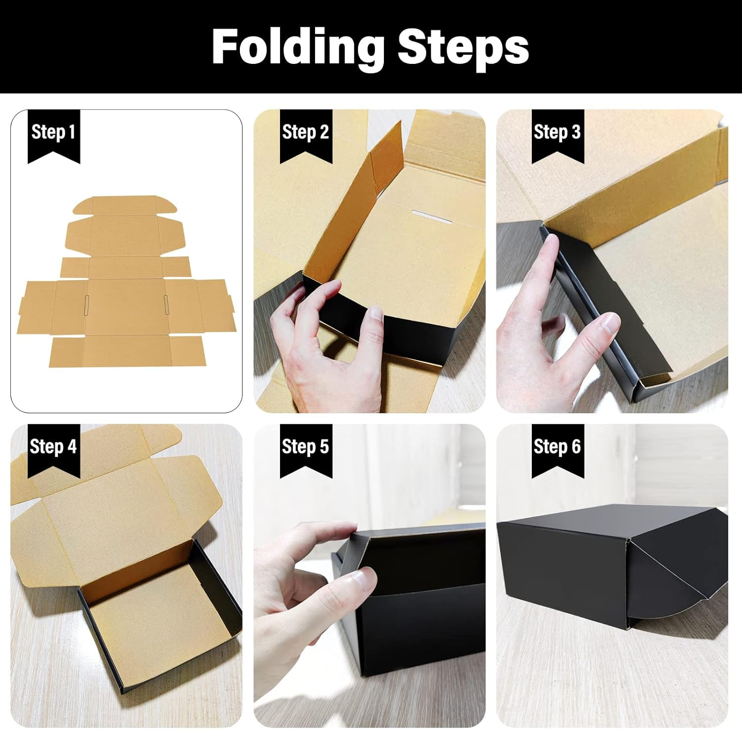 30 Pack 8X6X3 Inches Black Shipping Boxes, Corrugated Mailer Boxes, Packaging Bo