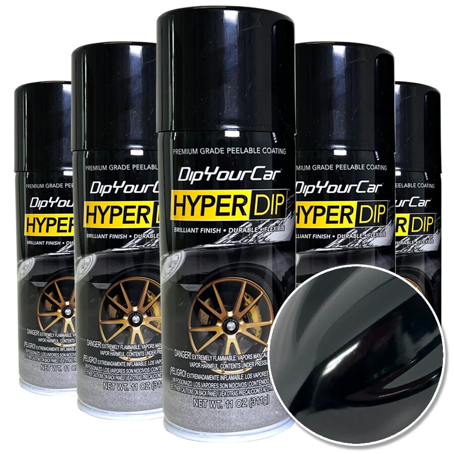 6 PACK – DYC HyperDip Aerosol Black Emerald (Gloss) NEW DIPYOURCAR.COM