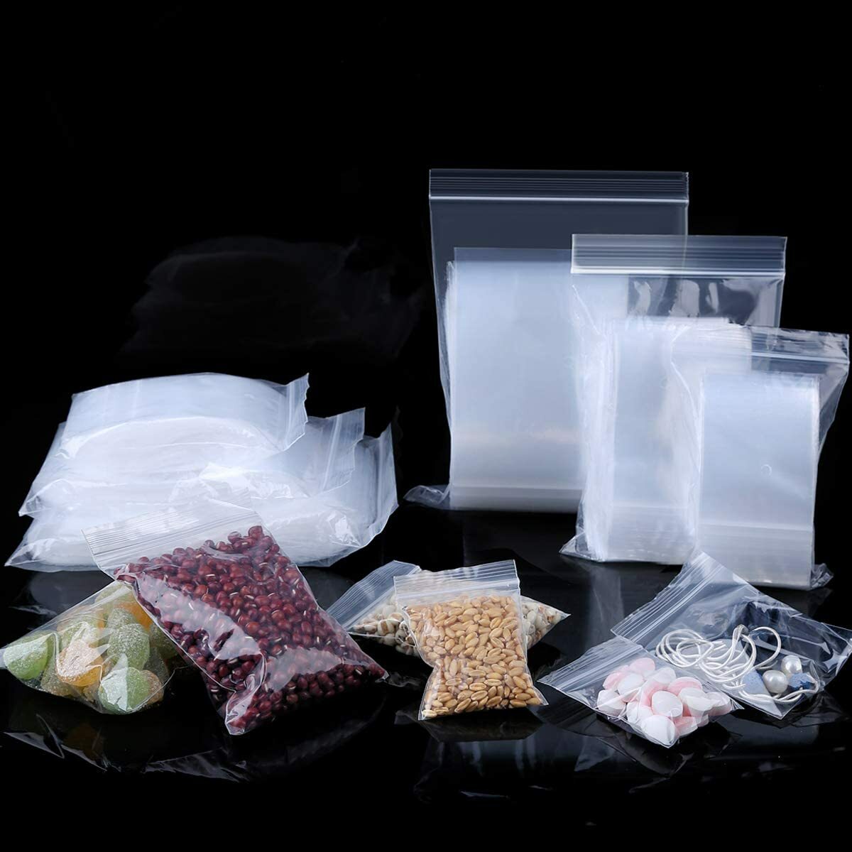 1000pcs 2-MIL Clear Reclosable ZipLock Poly Bags with Resealable Lock Seal