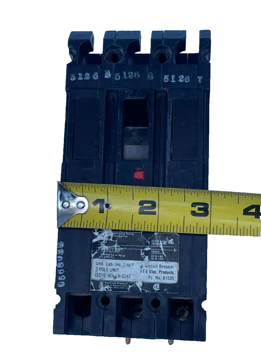 I-T-E Circuit Breaker 20 Amps 3 Pole 480 VAC E43B020