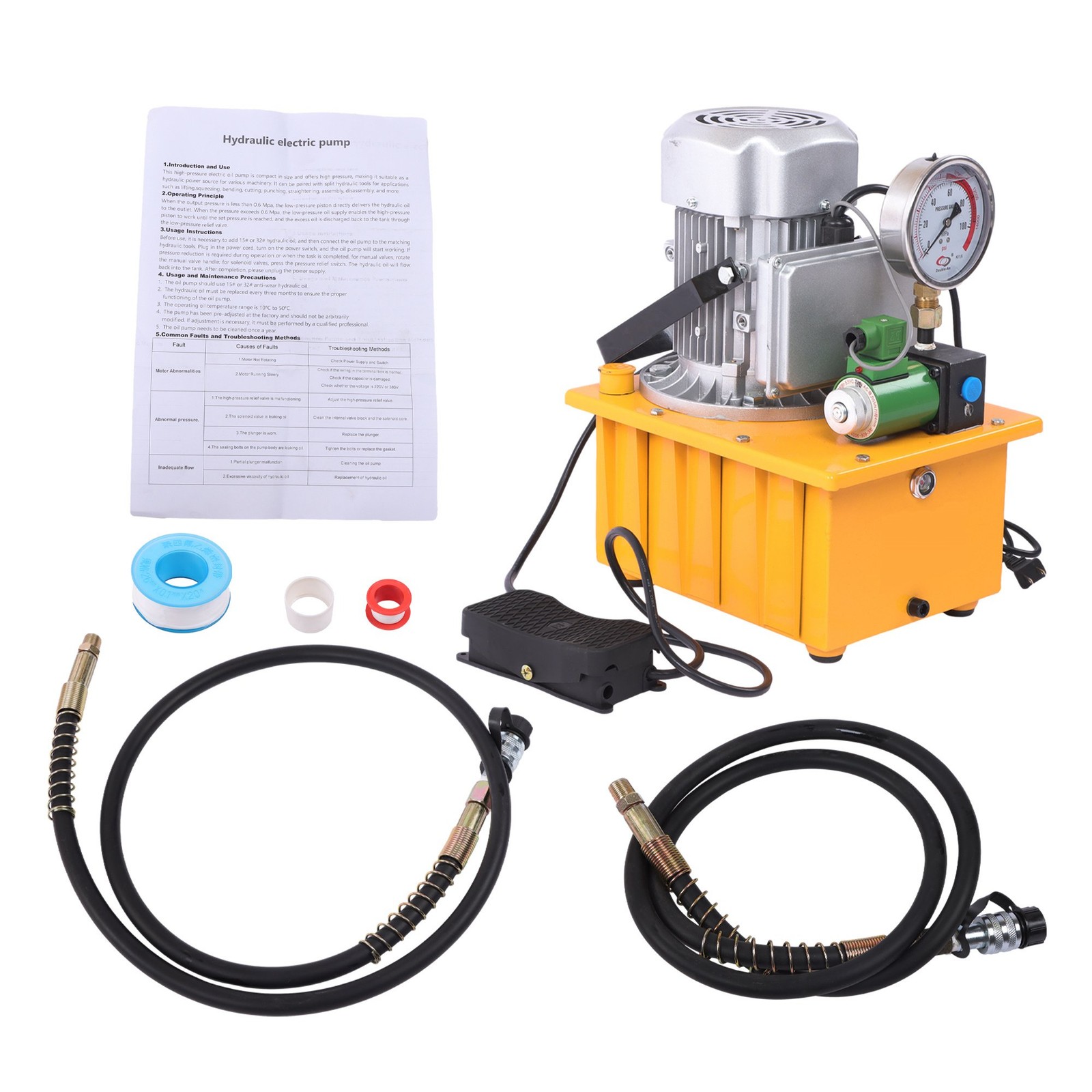Electric Hydraulic Pump Single Acting 10000PSI 8 L 0.7L/min 750W
