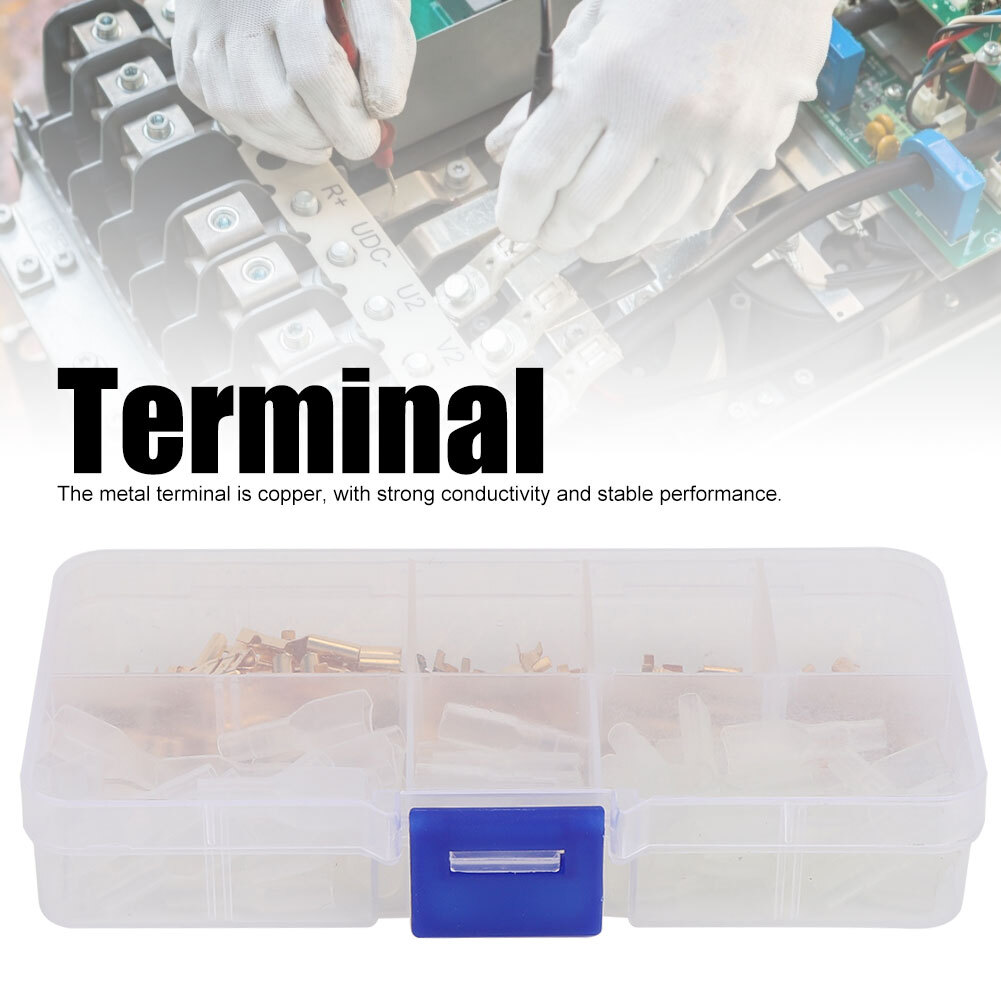 120Pcs 6.3mm 4.8mm 2.8mm Gold Copper Wire Terminal Connector Kit With Sleeve