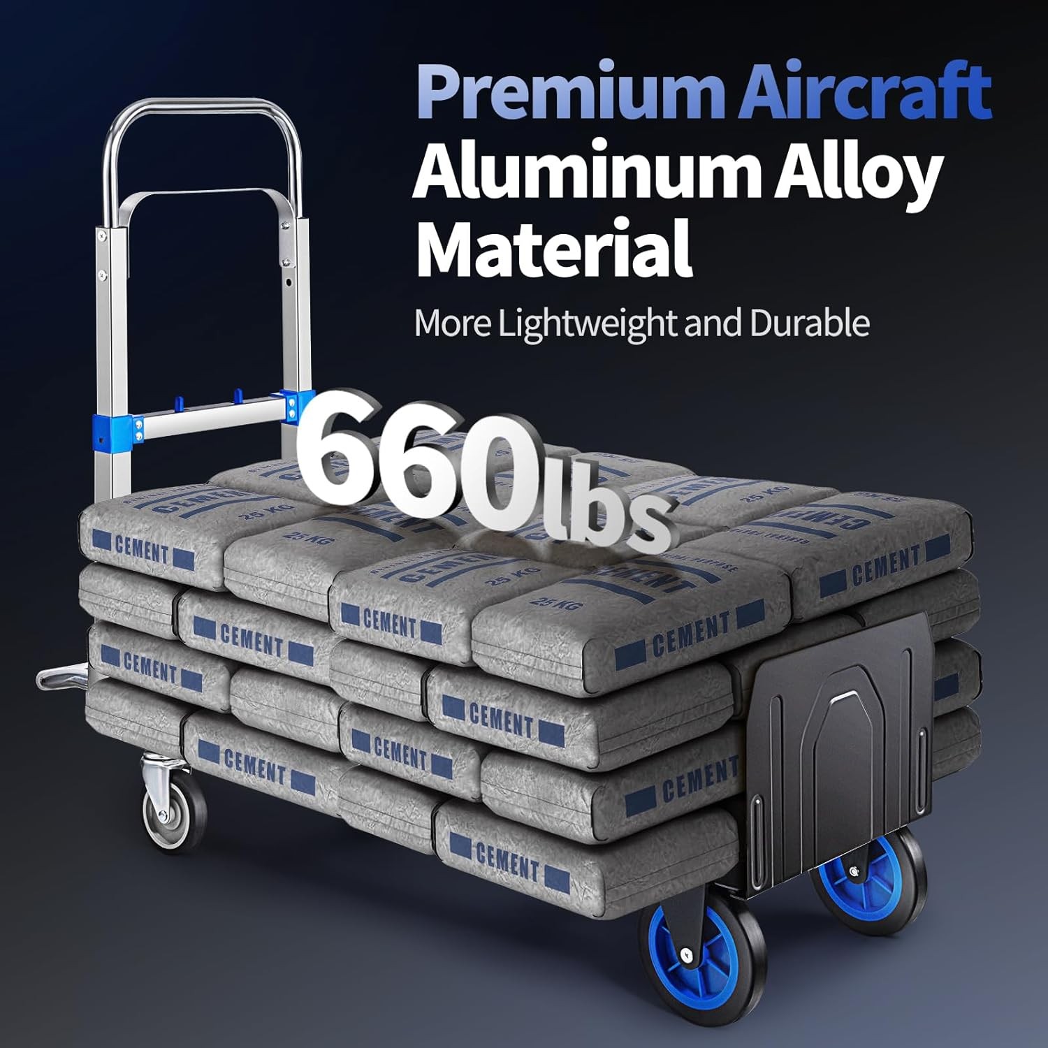 3 in 1 Aluminum Hand Truck Folding Dolly Cart 660 lbs Capacity Heavy Duty