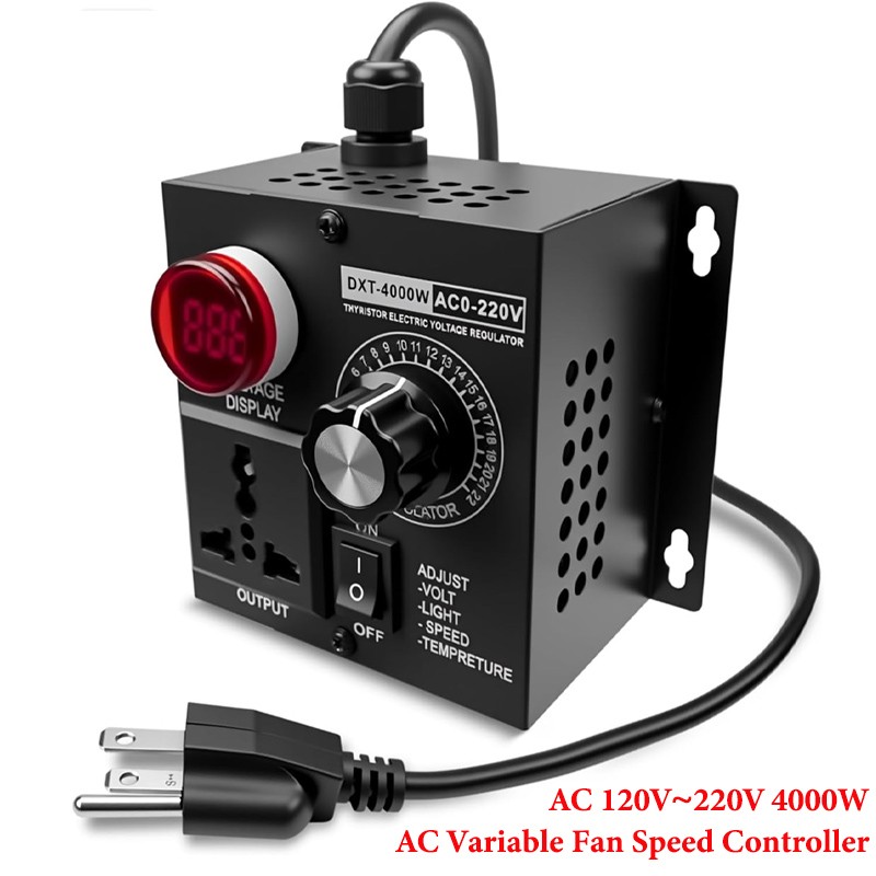 AC 120V~220V 4000W SCR Motor Speed Controller Volt Regulator Thermostat Dimmer