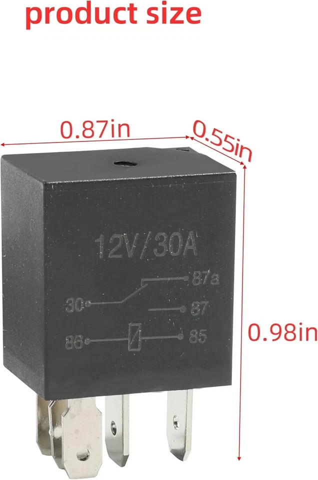 4 Packs 30A Starter Relay 5 Pin 12V Relay Multi-Purpose Automotive Relay Black S
