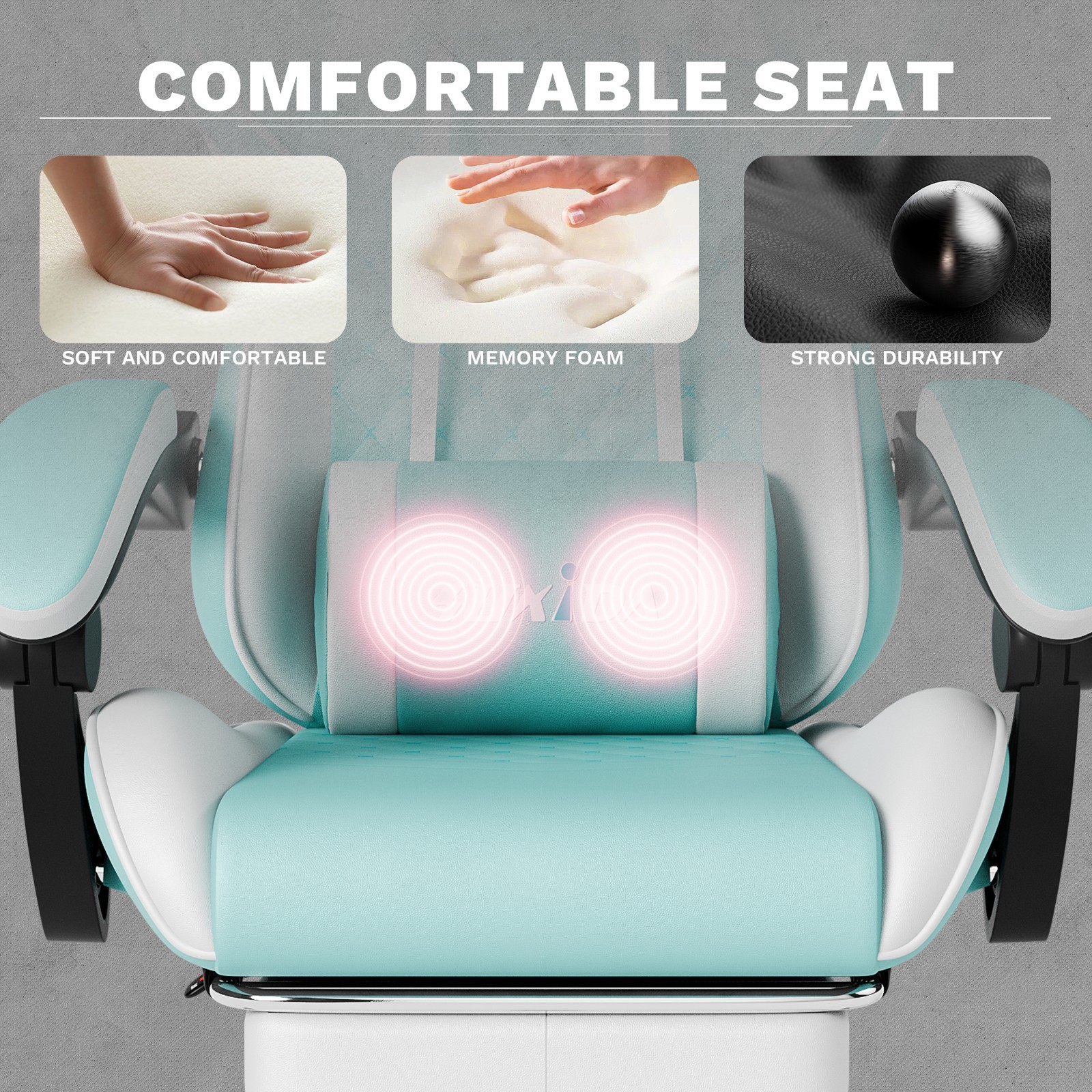 Gaming Chair PVC Leather Featuring High-Back Massage Function and Footrest