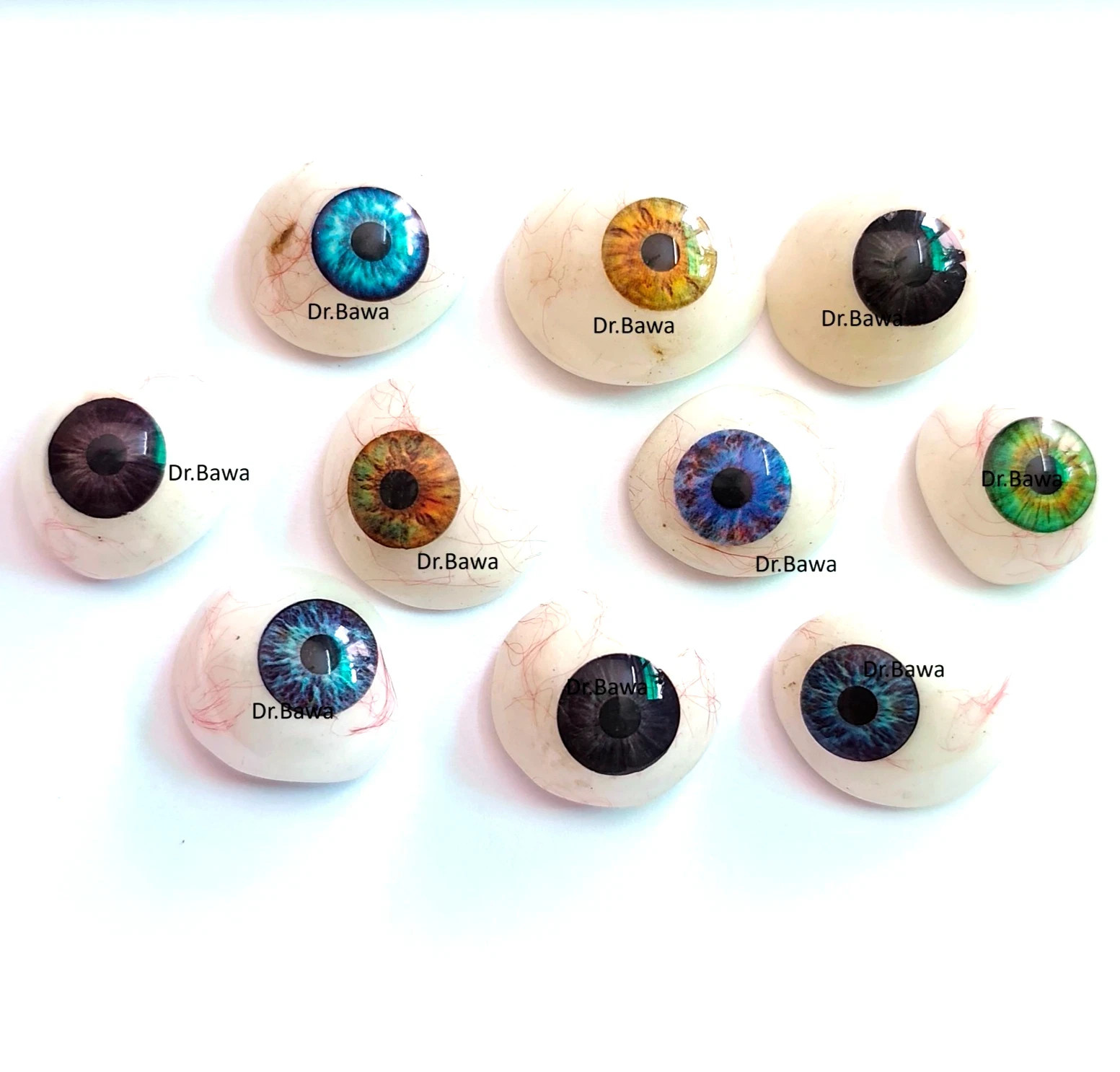 Ophthalmic Artificial Prosthetic Eyes Mixed Collection Bulk Lot Of 10PC