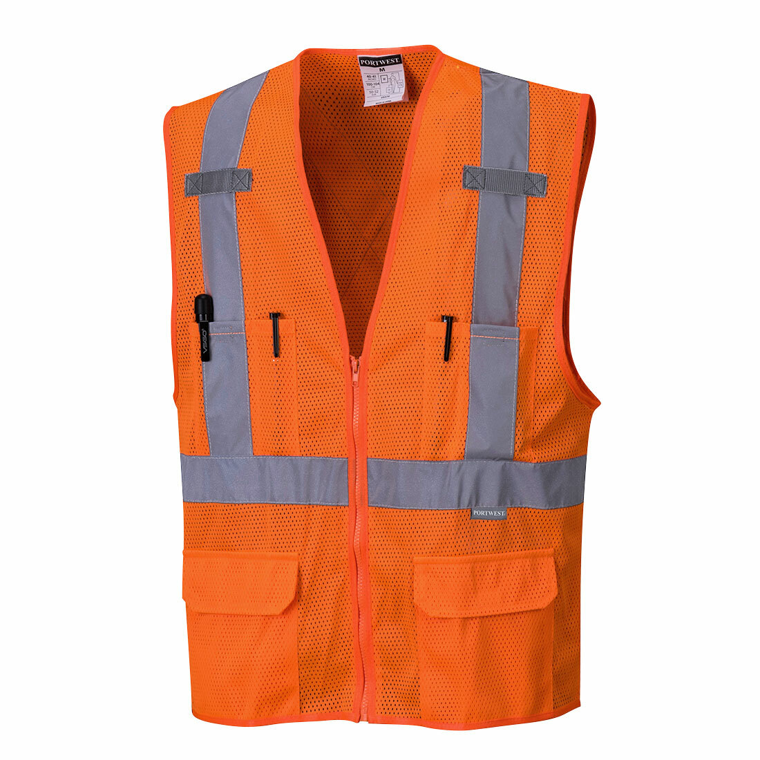 Portwest US370 Atlanta Hi Vis Mesh Safety Vest with Reflective Tape & 6 Pockets