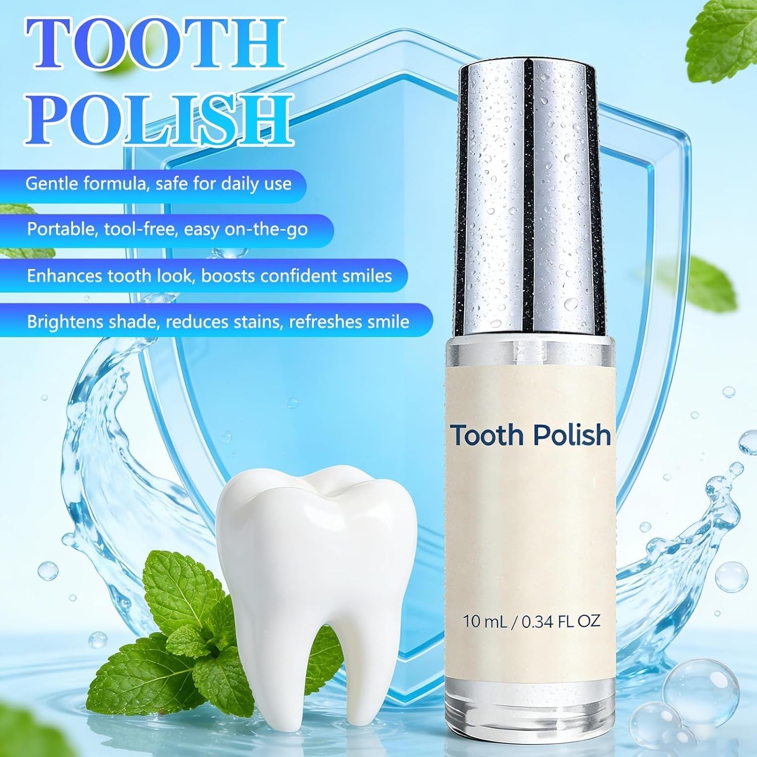 Tooth Polish & Whitening Paint – Instant Visible Brightening, Gentle Formula, ..