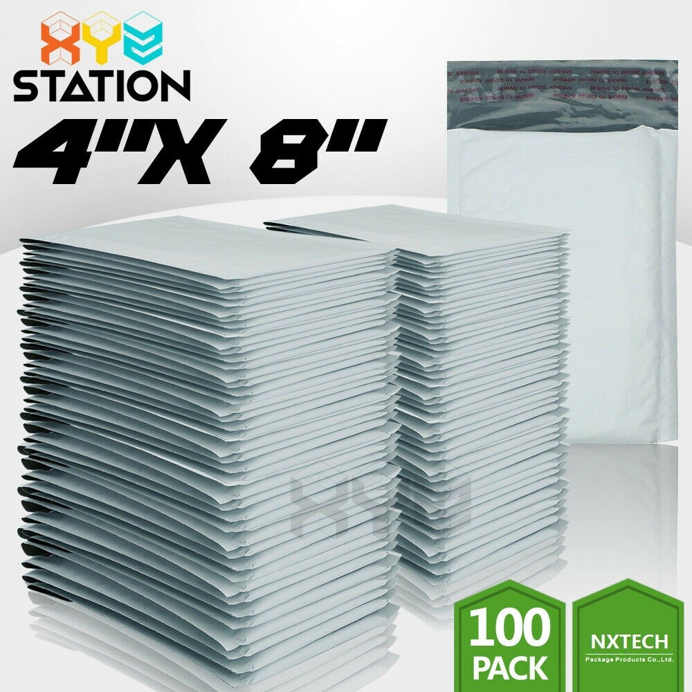 100 PCS #000 4×8 (4×7) Poly Bubble Mailers Padded Envelope Shipping Supply Bags