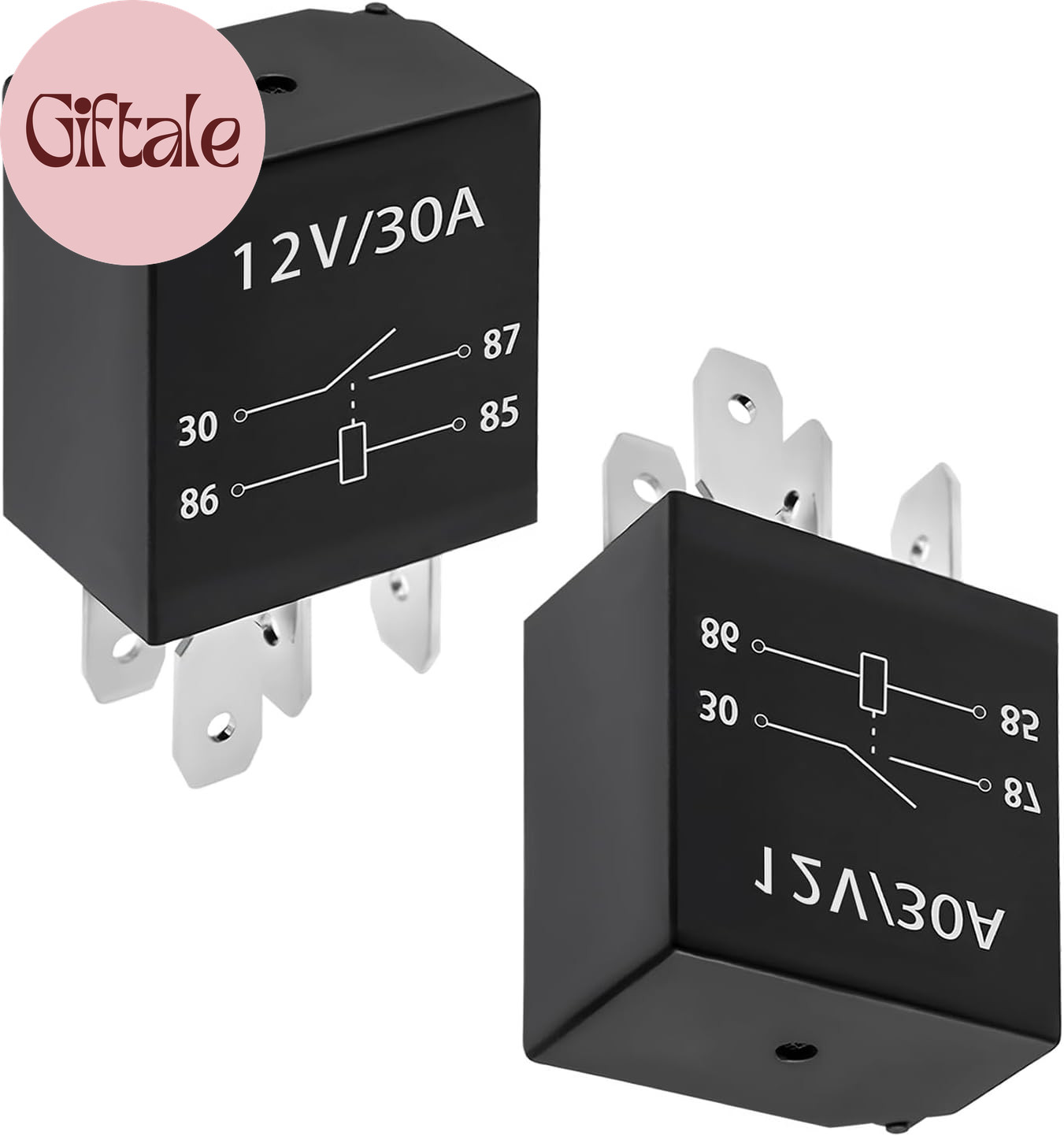 2 PCS 30A Starter Relay, 4 Pin 12V Heavy Duty Multi-Purpose Standard Relay Repla