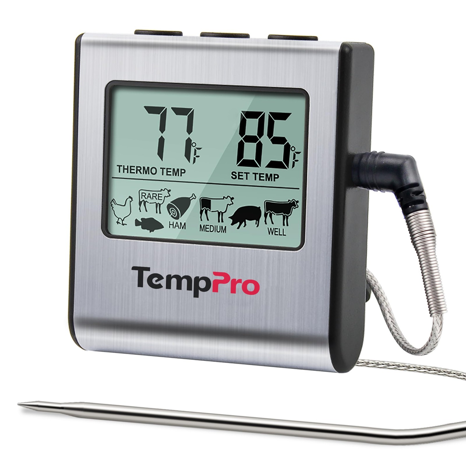 TP16 Large LCD Digital Meat Thermometer for Smoker Oven Kitchen BBQ Grill The…