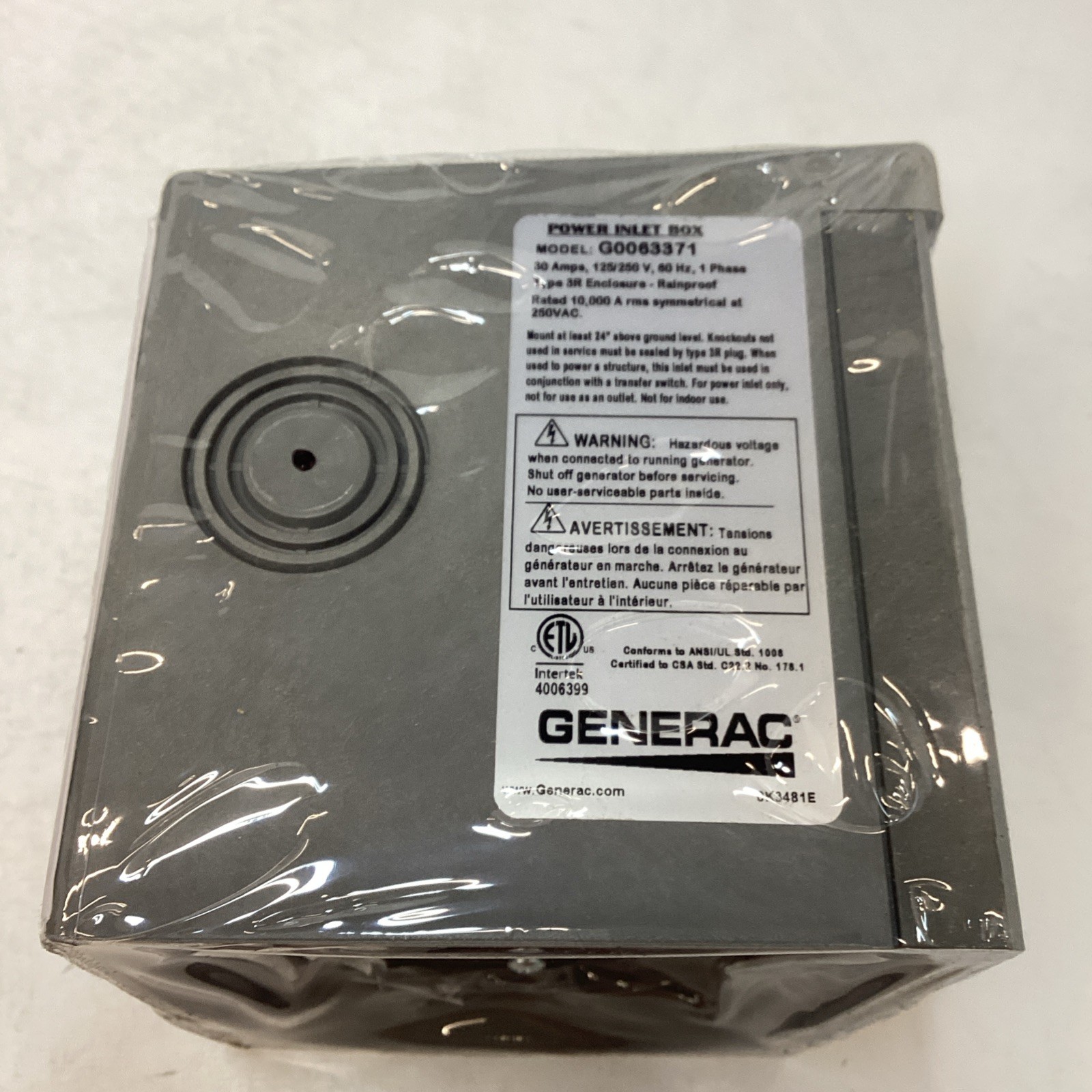 Generac 6337 30A Resin Generator Power Inlet Box