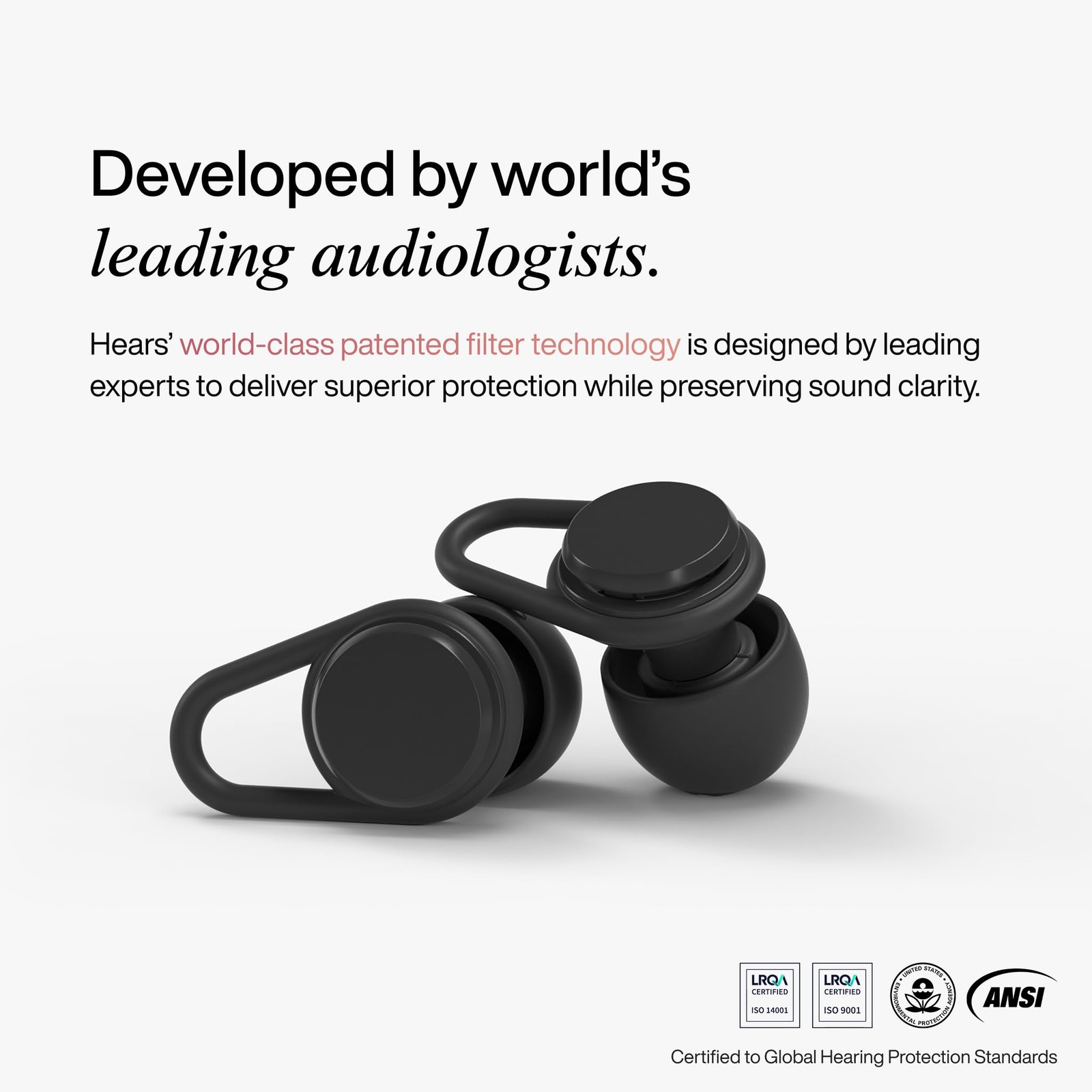 Hears One Ear Plugs for Noise Reduction – Patented Reusable Concert Earplugs,