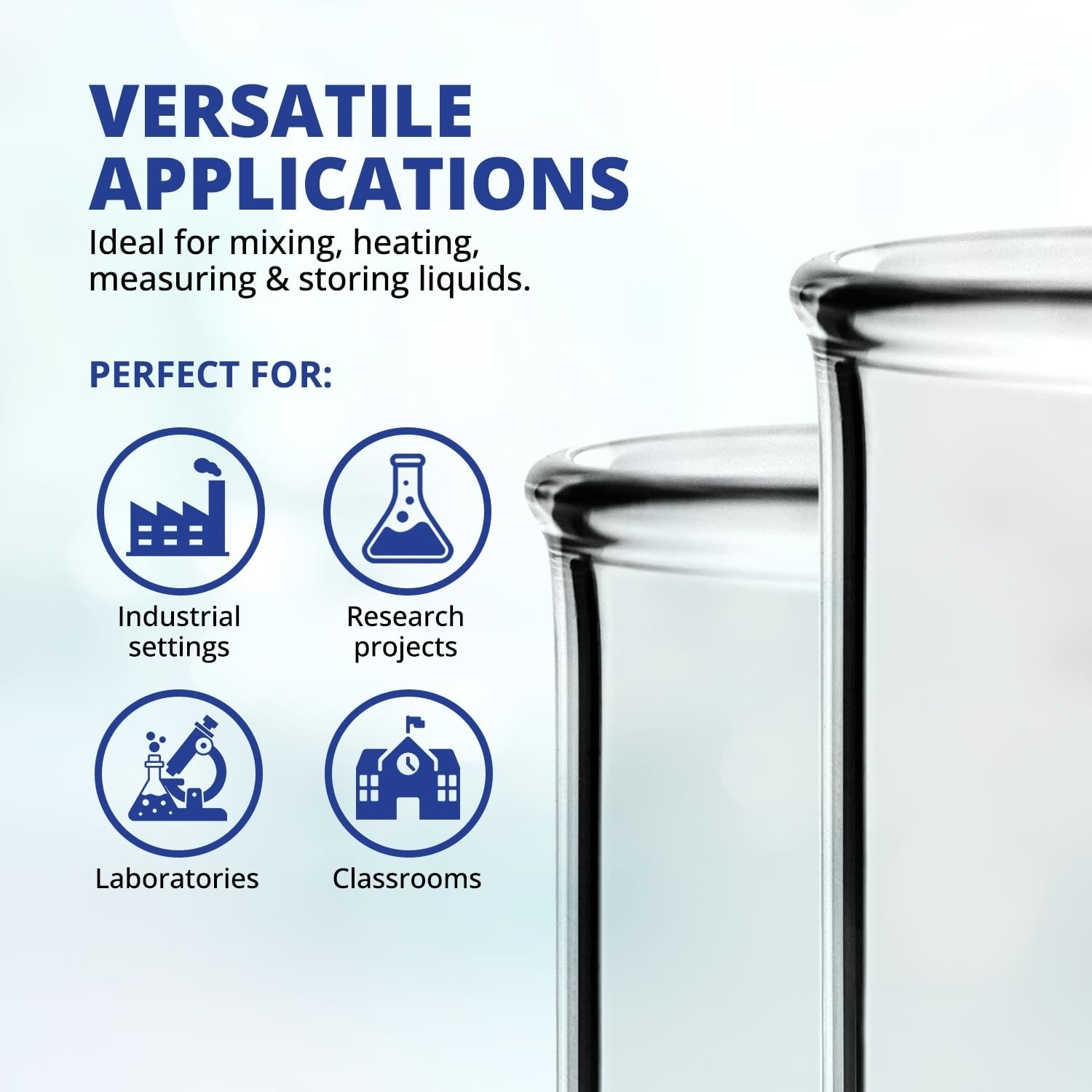 United Scientific Borosilicate Glass Beaker 1000ml Autoclavable