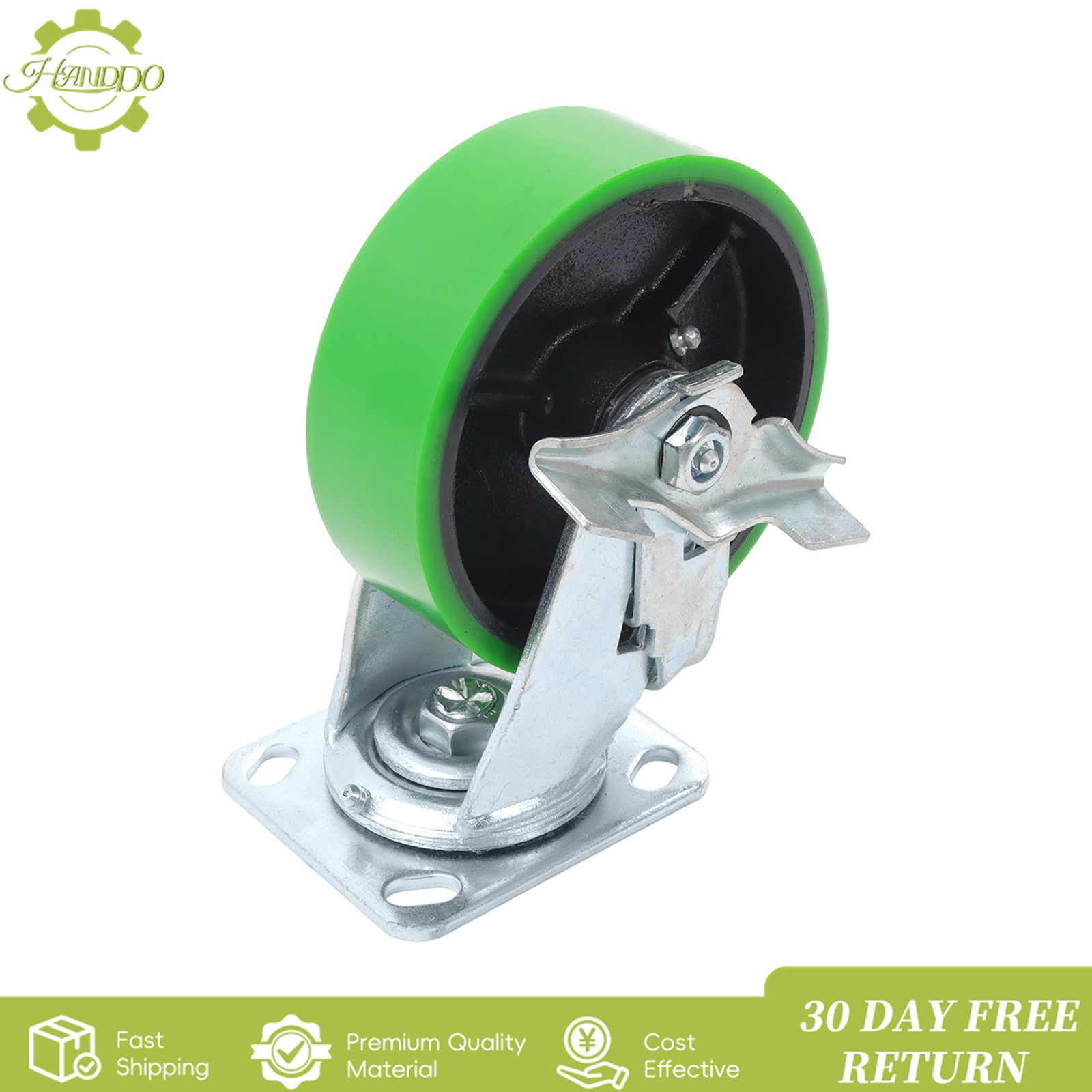 6″ Heavy Duty Industrial Casters,2 Swivel Top Lock Brake + 2 Tilt Green Casters