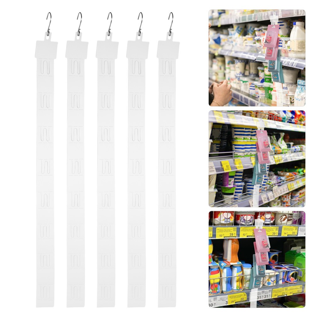 50Pcs Retail Hanging Merchandise Strips: 20″ Hanging Strip with Hooks, 8