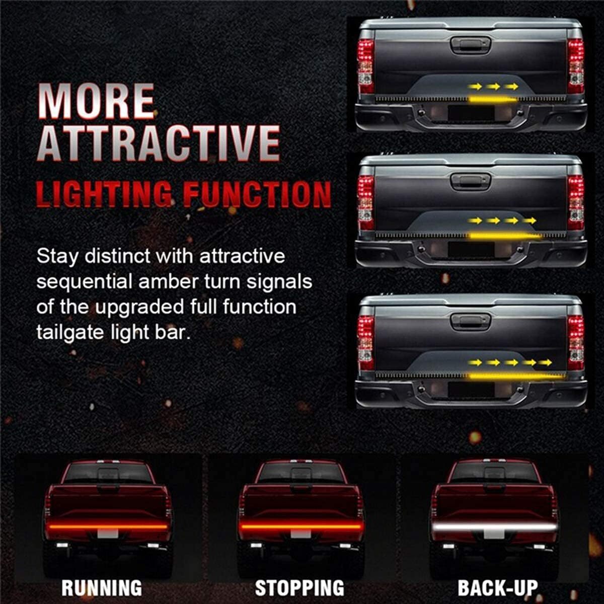 60 Inch Led Tailgate Light Bar Red White Yellow Truck Brake Turn Signal Strip