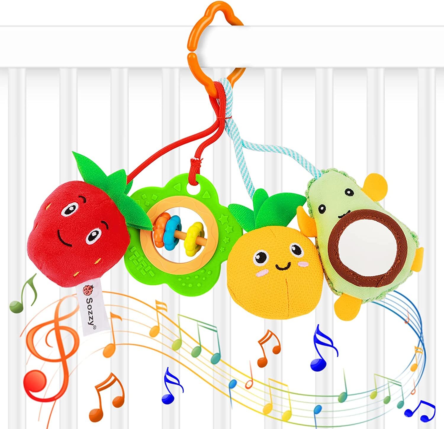 Baby Stroller Crib Toys Soft Hanging Rattle Infant Activity Clips for Toddlers