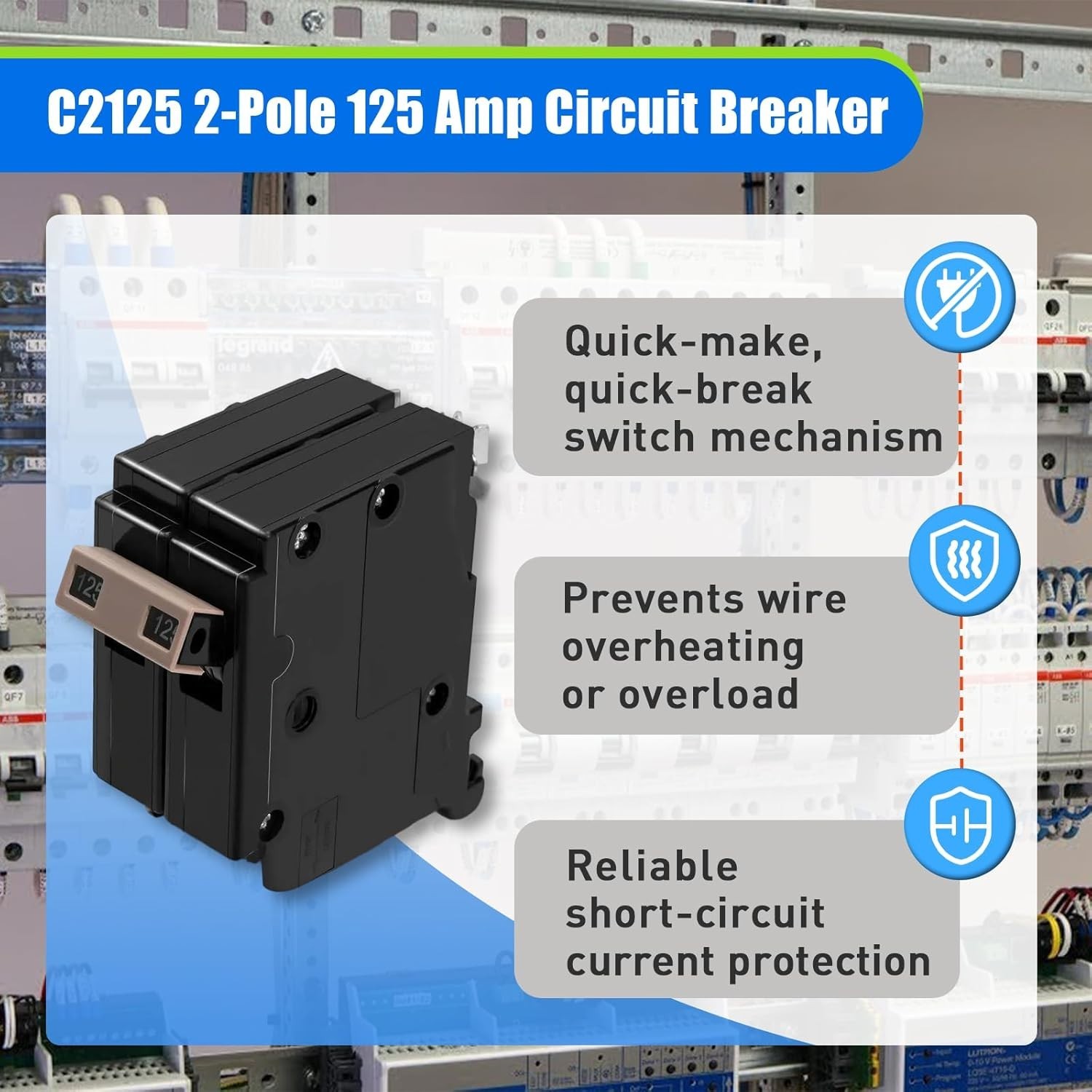 Reliable 2-Pole 125-Amp Circuit Breaker with 10 KAIC – Easy Plug-In Mounting