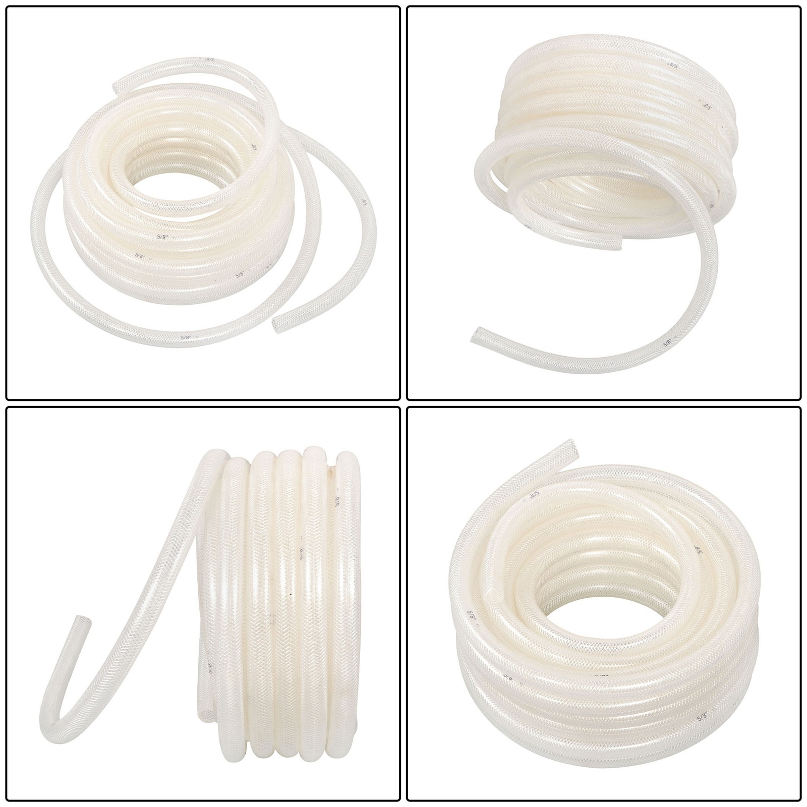 5/8″ ID x 7/8″ OD 50ft High Pressure Clear Braided PVC Hose, Heavy Duty Flexible