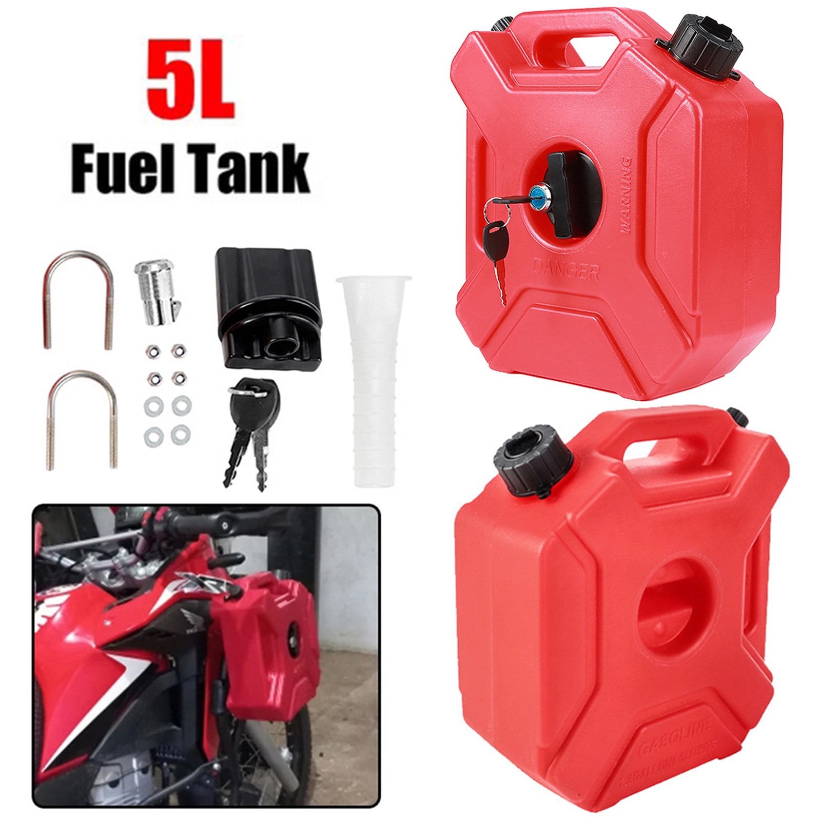 2X 5L Gas Fuel Tank Gas Can Oil Storage Can Fr ATV UTV Gokart Motorcycle Car SUV