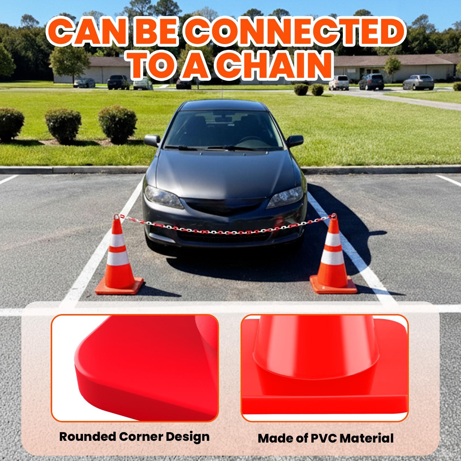 12PC 28″PVC Safety Cones with Reflective Strip Traffic Cones for Traffic Control