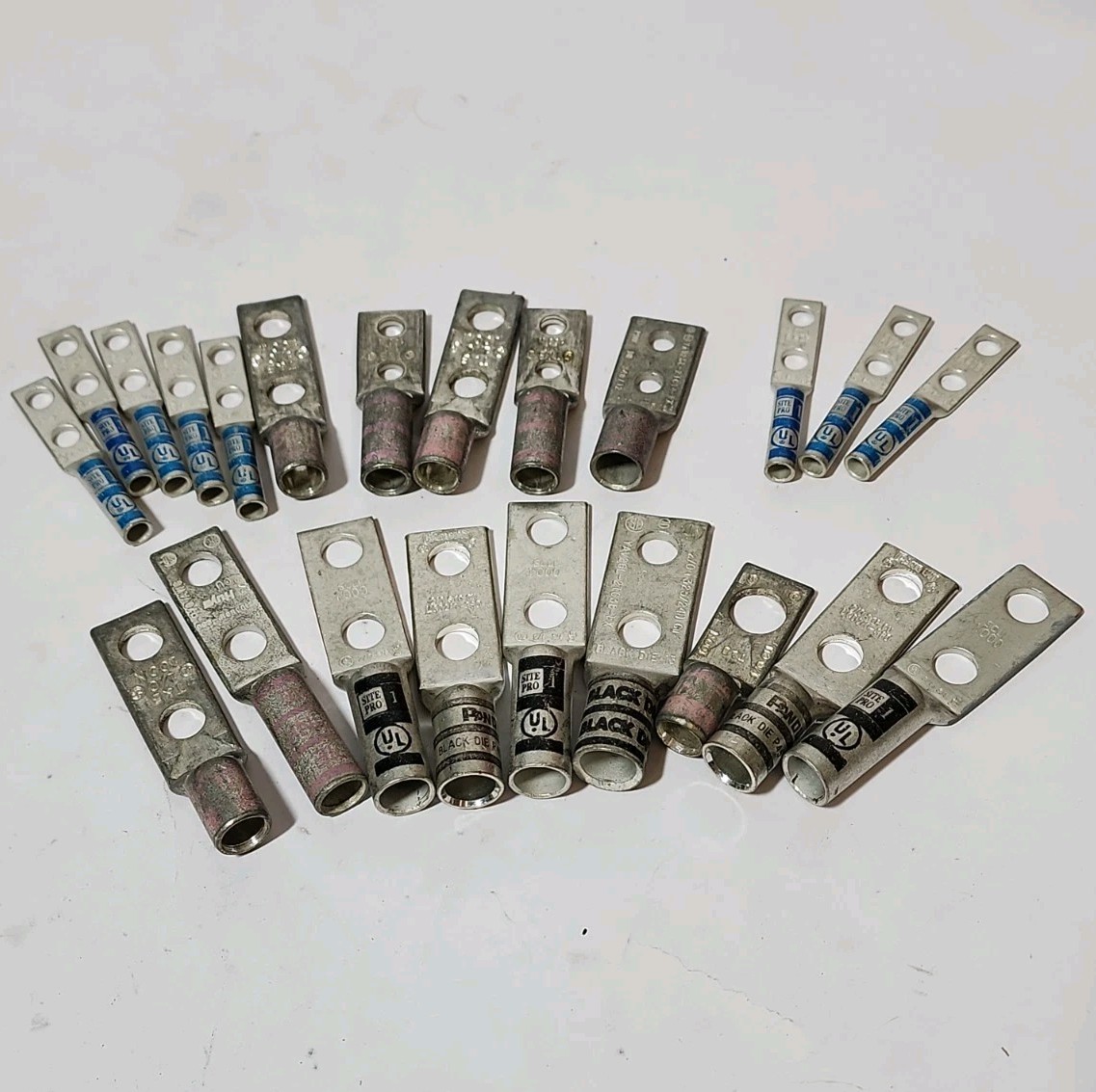 Lot of 22 Copper Compression Lugs 1/2-Hole Terminals – Assorted 2/0, 1/0, #6 AWG
