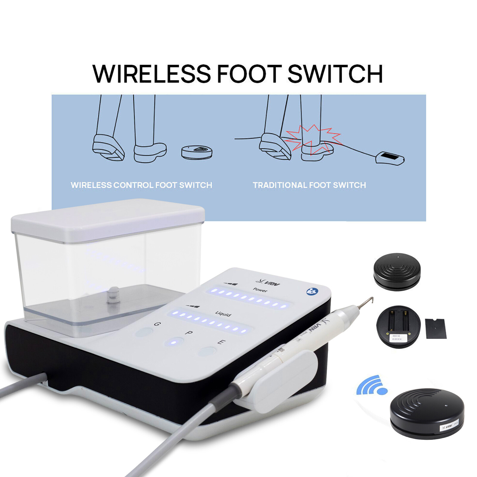 LED Dental Ultrasonic Piezo Scaler Handpiece Bottle Fit EMS Woodpecker + 10*Tips