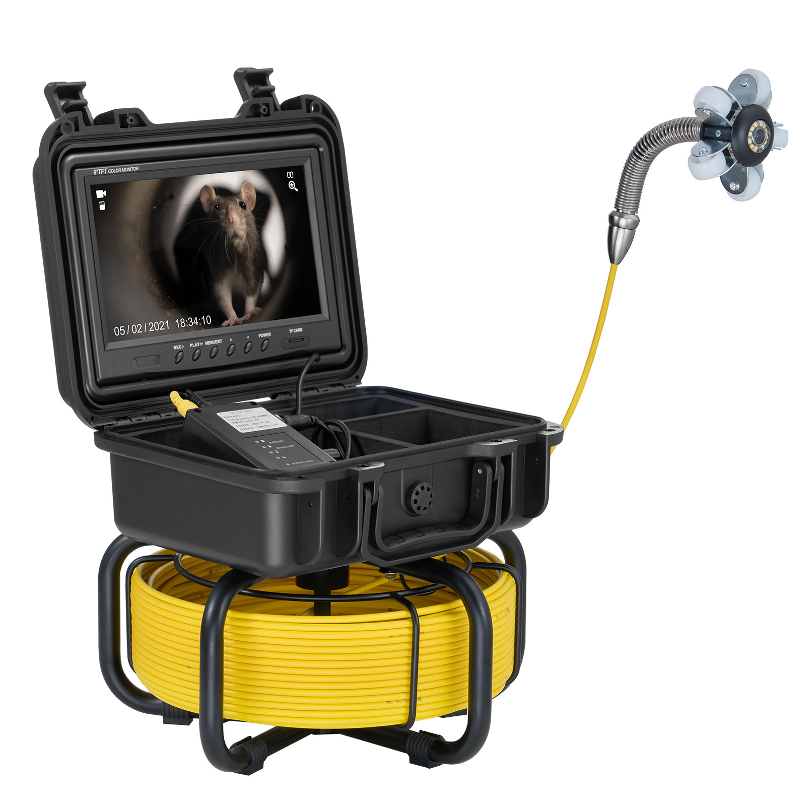 VEVOR Sewer Camera 165ft/50m Self-Leveling Drain Camera with 9″ Screen 36X Zoom