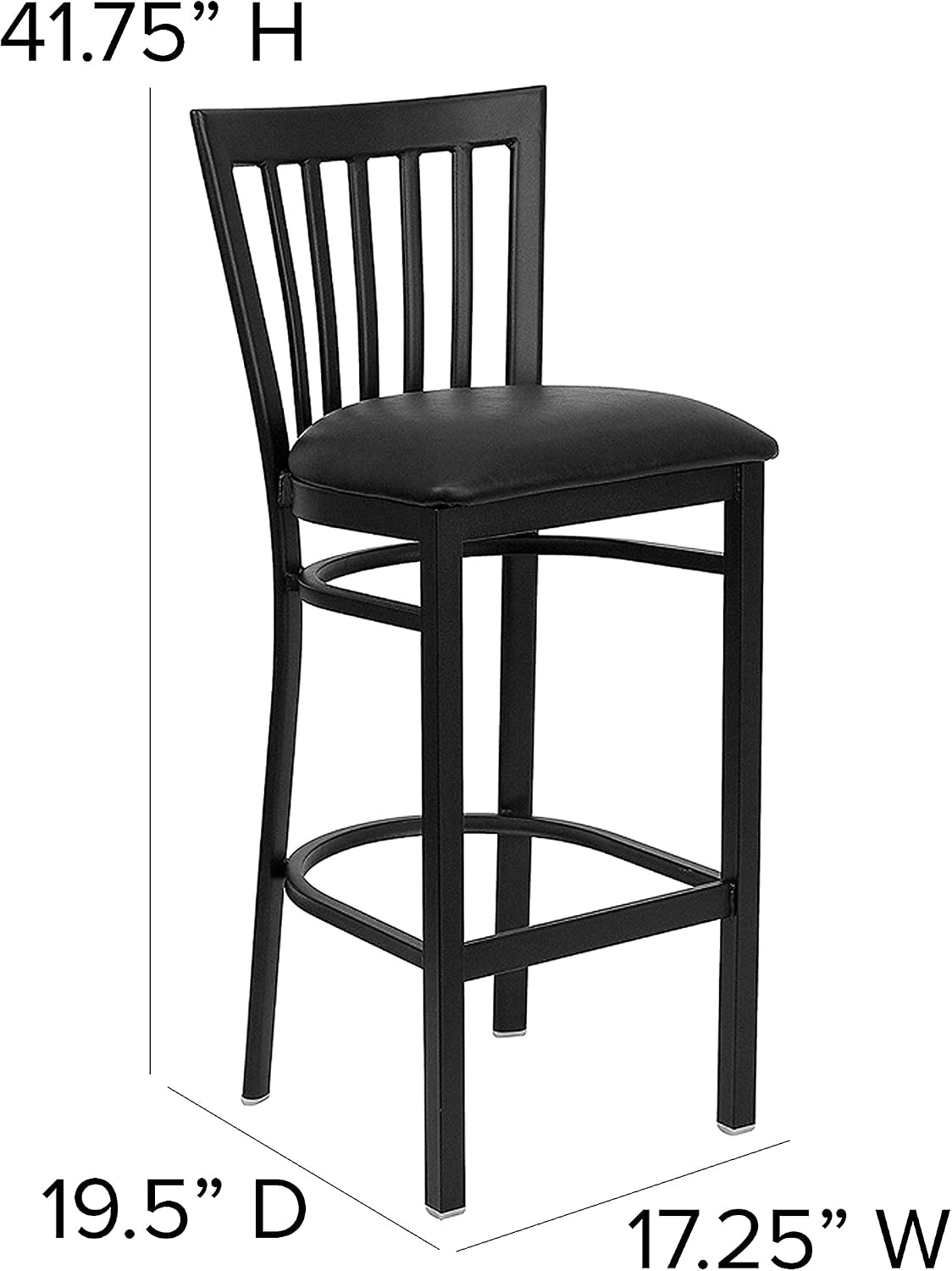 Hercules Black Metal Barstool with Vinyl Upholstery for Commercial Use
