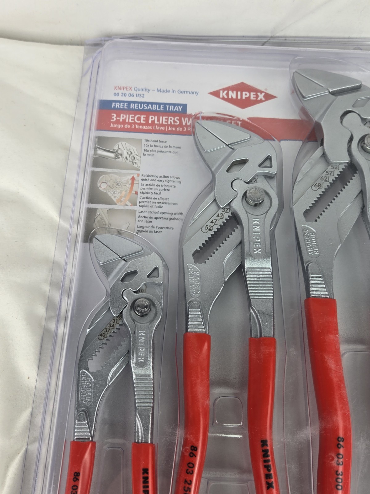 KNIPEX 00 20 06 US2 3-Piece 7, 10 and 12 Pliers Wrench Set