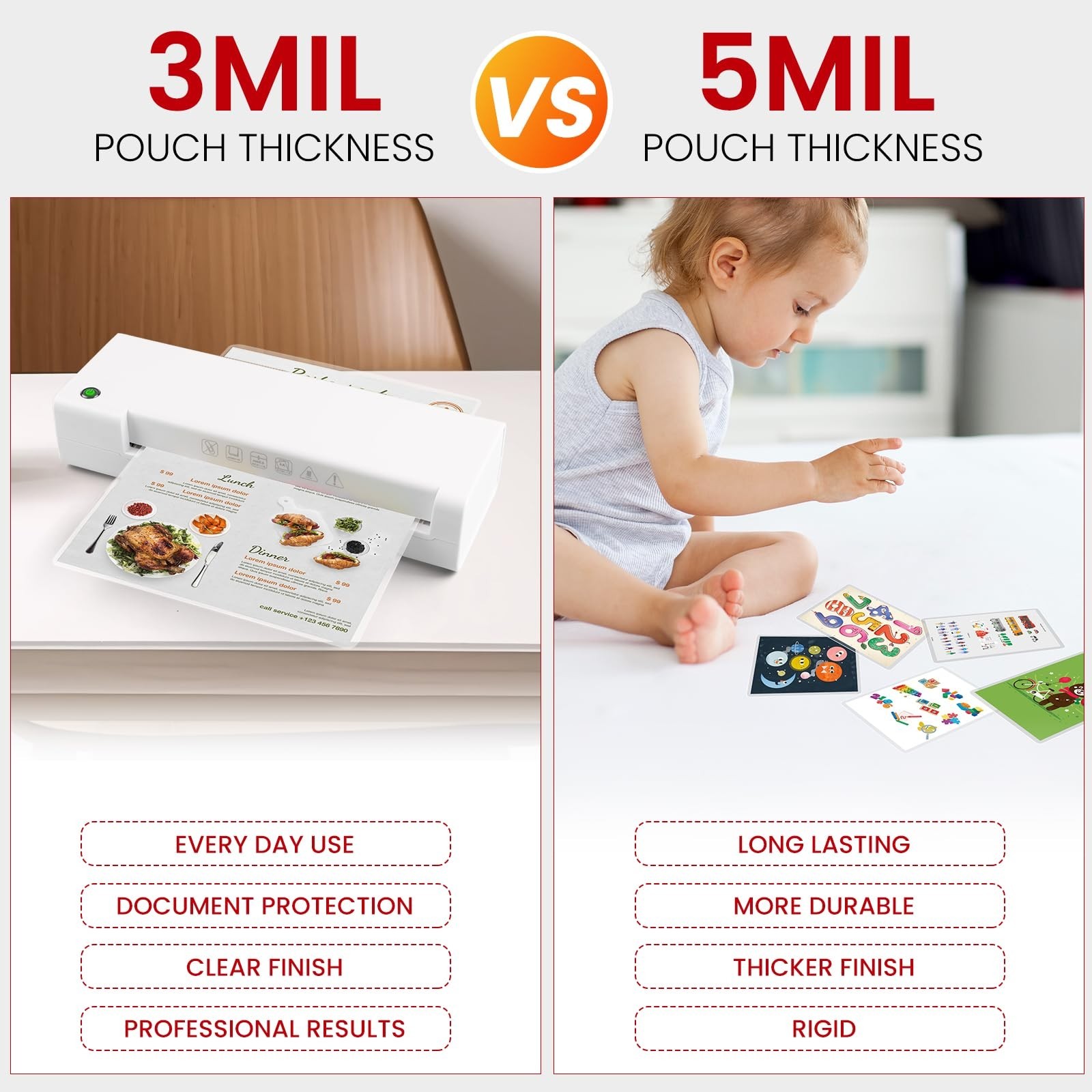 500 Count Thermal Laminating Pouches 5Mil for Business Cards, Clear Lamination 2